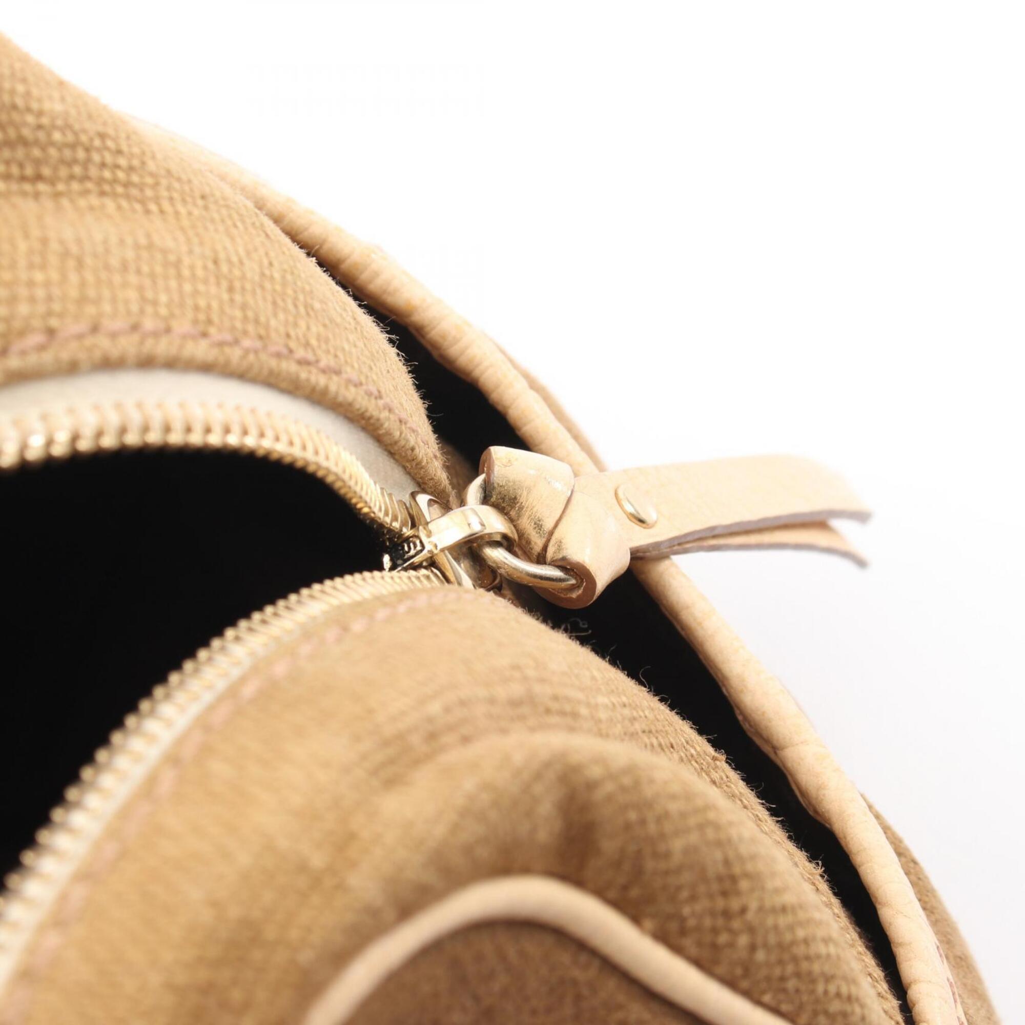 Celine Beige Khaki Canvas Leather Handbag (Pre-Owned)