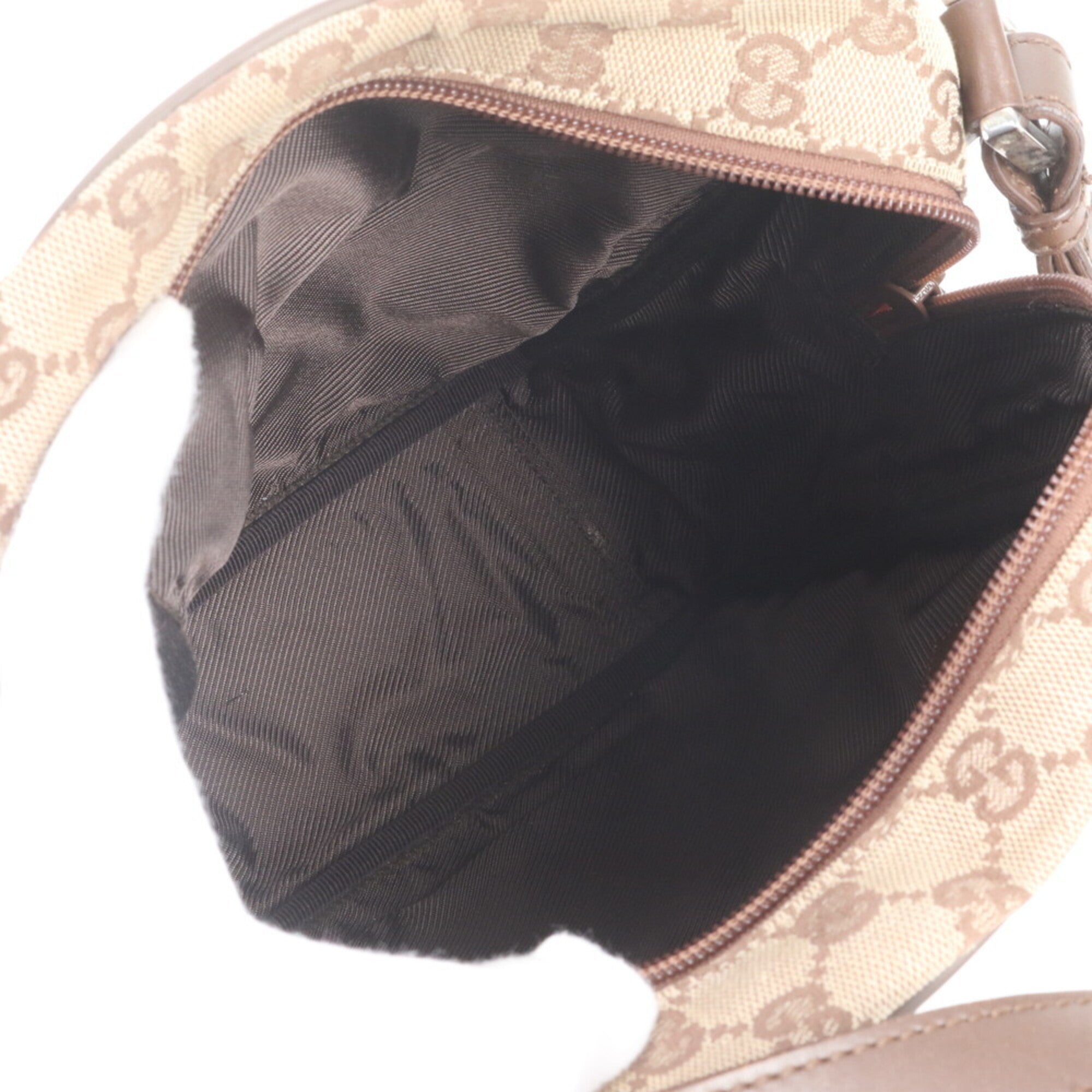 Gucci Brown Leather Canvas Messenger Bag Shoulder Bag (Pre-Owned)
