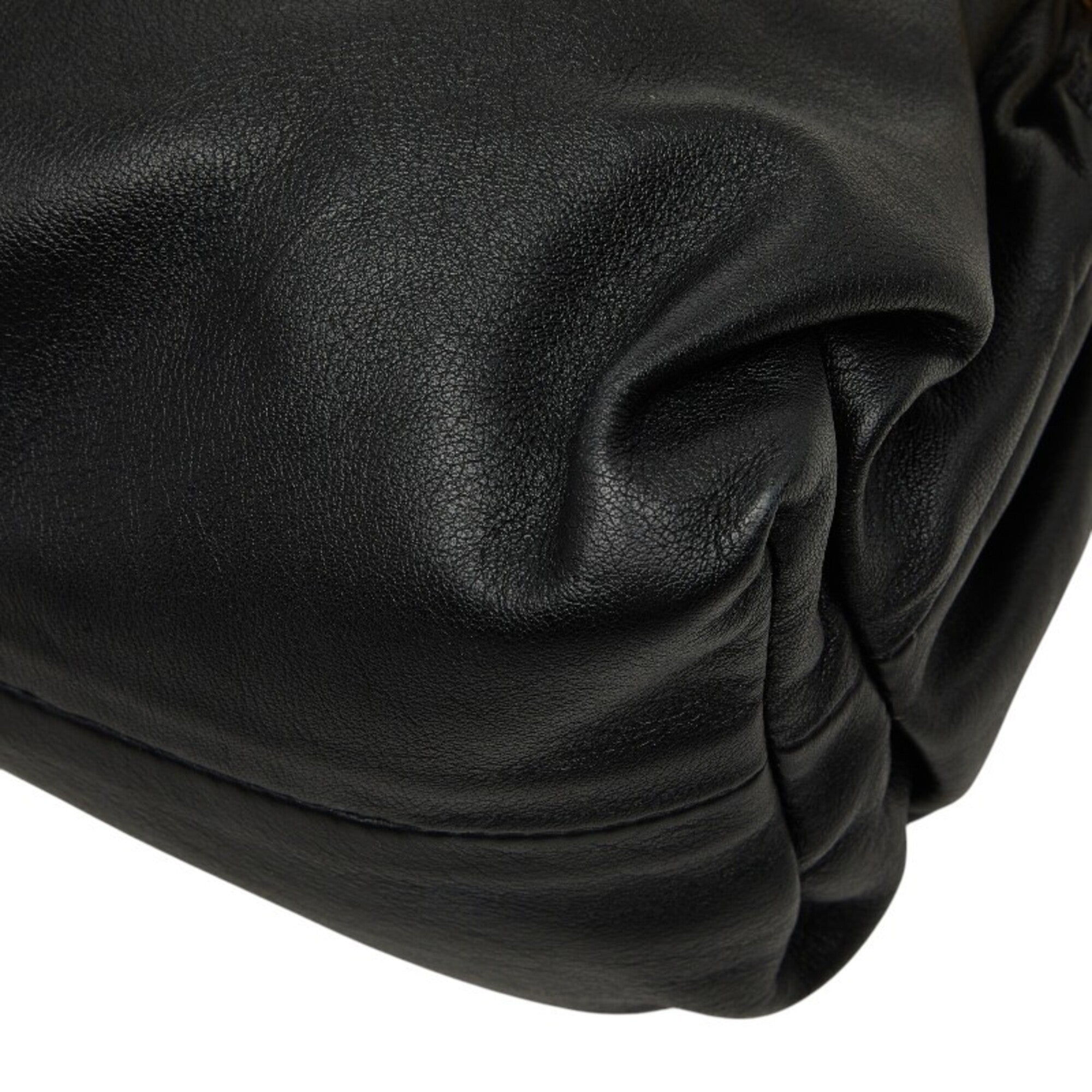 Bottega Veneta Black Leather Clutch Bag Handbag (Pre-Owned)