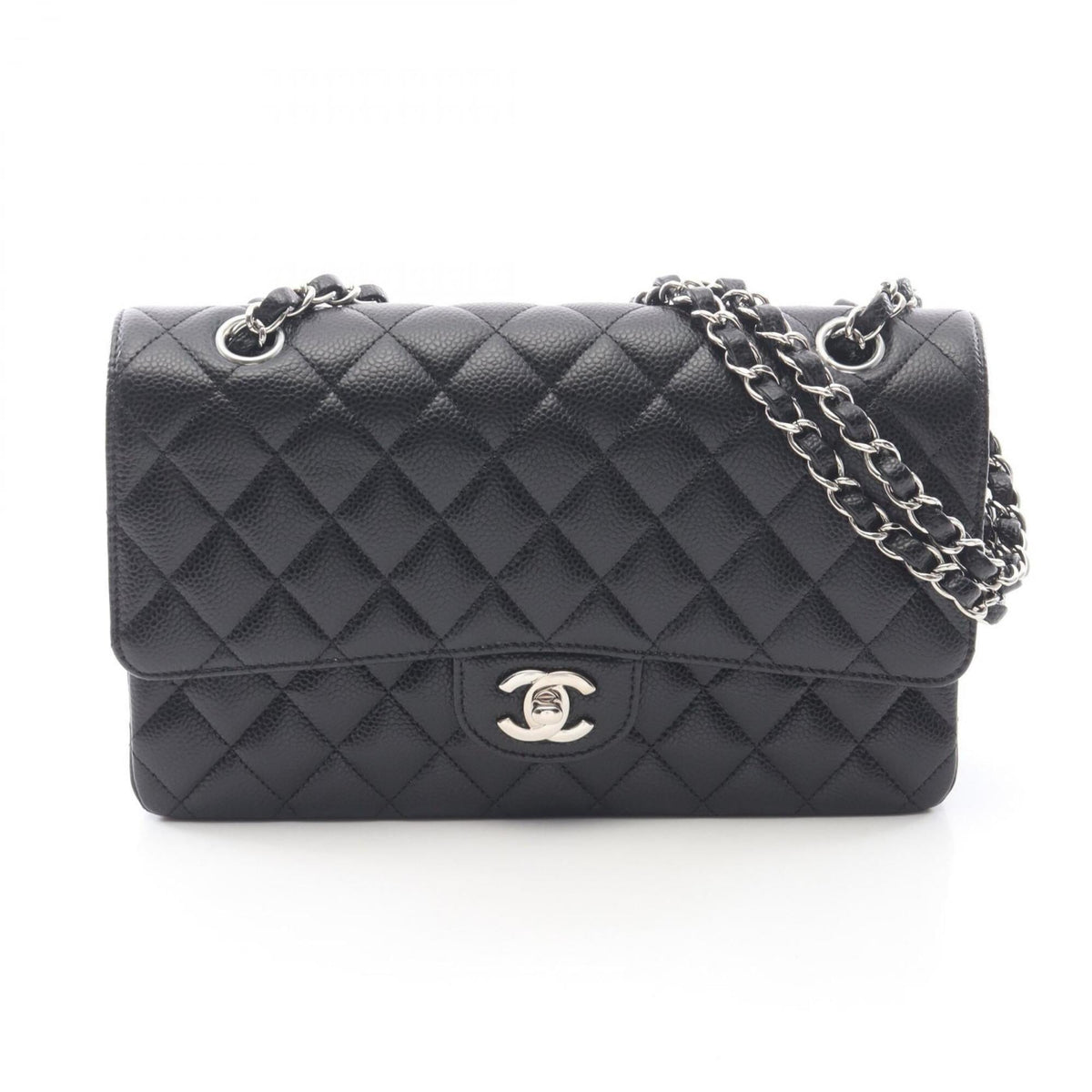 Chanel Matelasse Black Grained Calfskin Shoulder Bag (Pre-Owned)