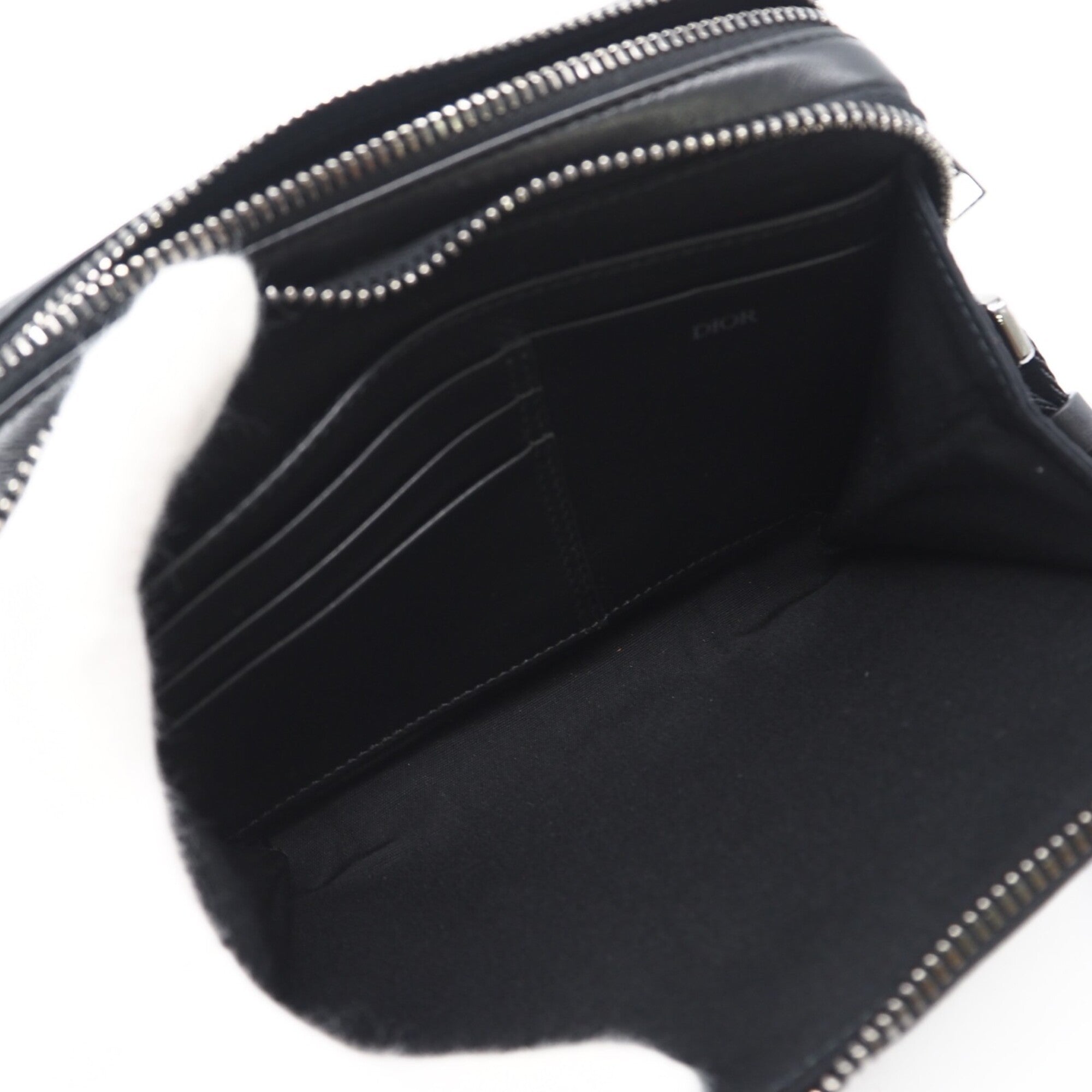 Christian Dior Black Gray Coated Canvas Leather Shoulder Bag (Pre-Owned)
