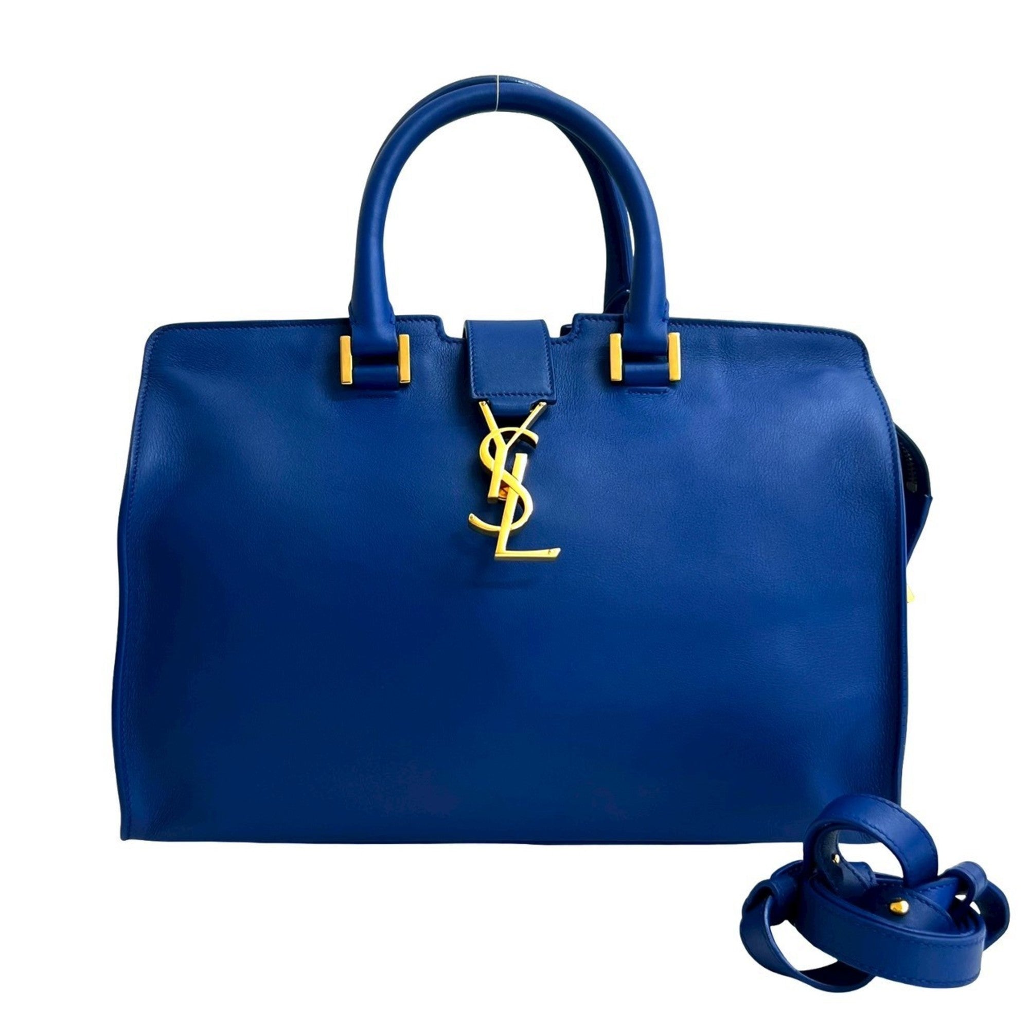Yves Saint Laurent Blue Leather Handbag Shoulder Bag (Pre-Owned)