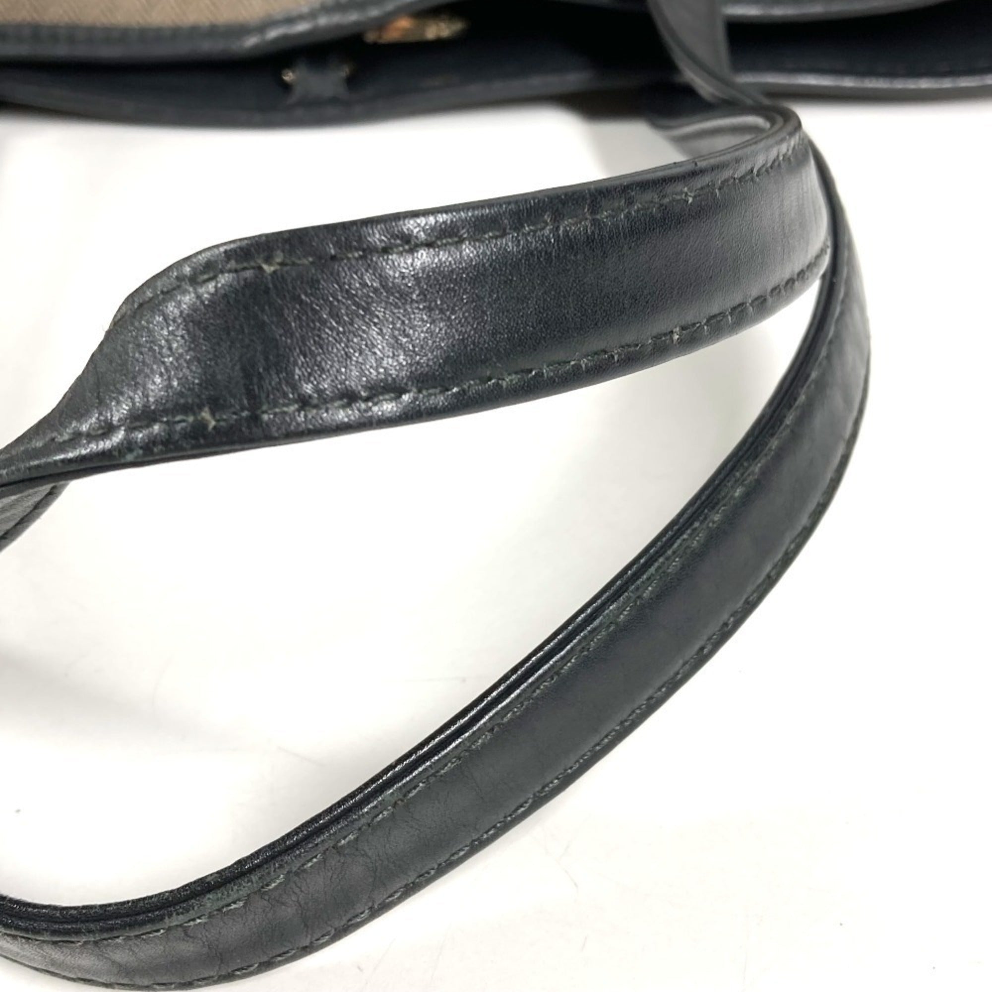 Bvlgari Black Gray Coated Canvas Leather Shoulder Bag Tote Bag (Pre-Owned)