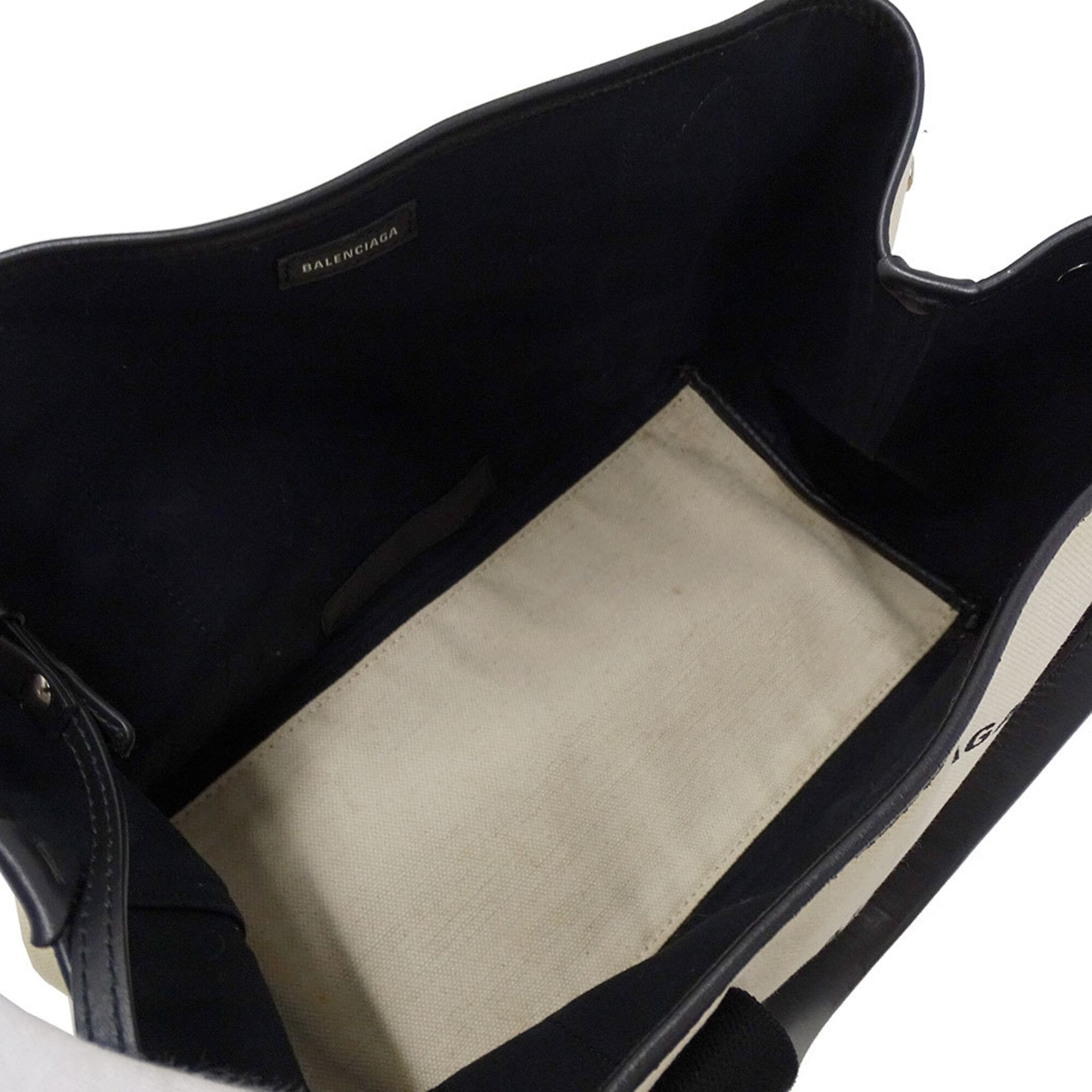 Balenciaga Black Ivory Yellow Canvas Handbag Pouch (Pre-Owned)