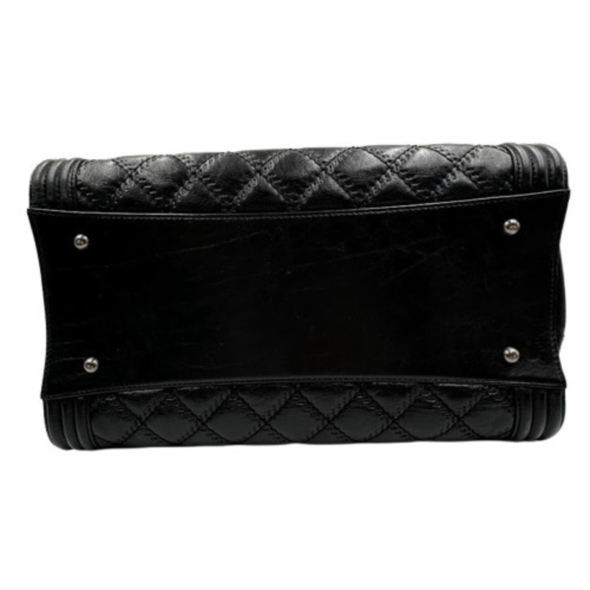 Chanel Boy Chanel Black Leather Shoulder Bag (Pre-Owned)