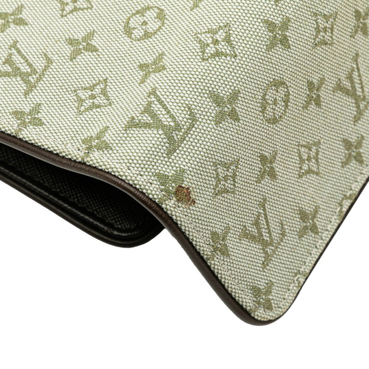 Louis Vuitton Brown Green Canvas Leather Long Wallet (Bi-Fold) (Pre-Owned)