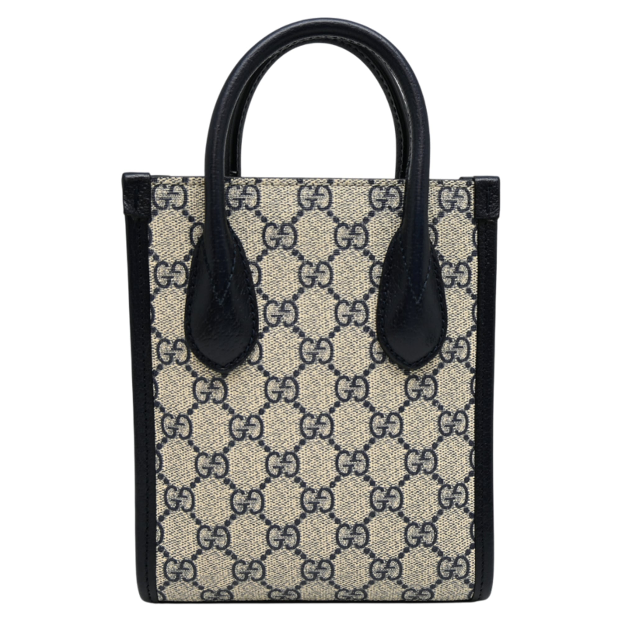 Gucci Beige Navy Gg Supreme Tote Bag (Pre-Owned)