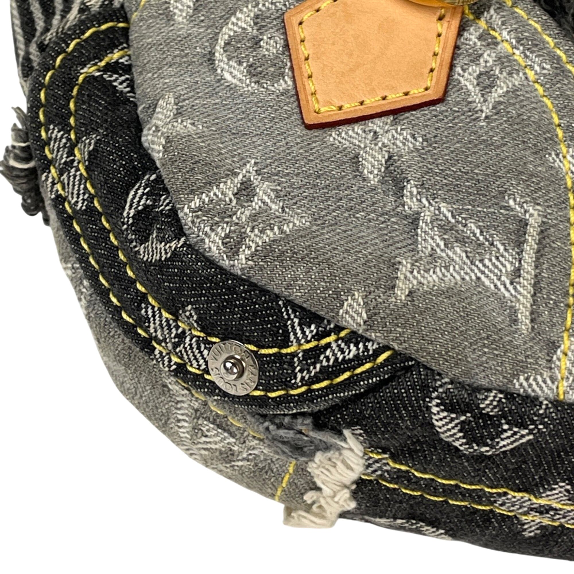Louis Vuitton Black Gray Monogram Denim Shoulder Bag (Pre-Owned)