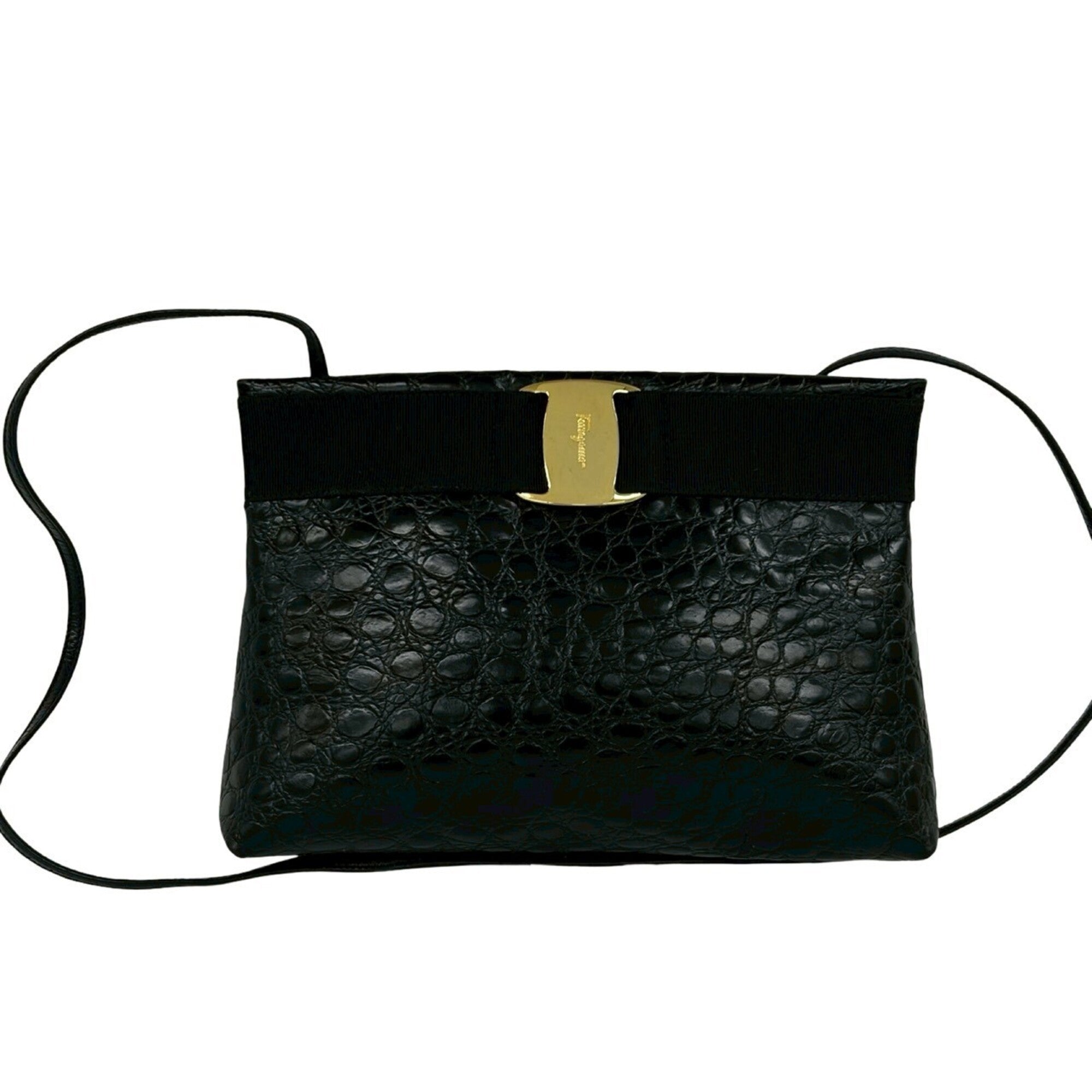 Salvatore Ferragamo Black Leather Shoulder Bag (Pre-Owned)