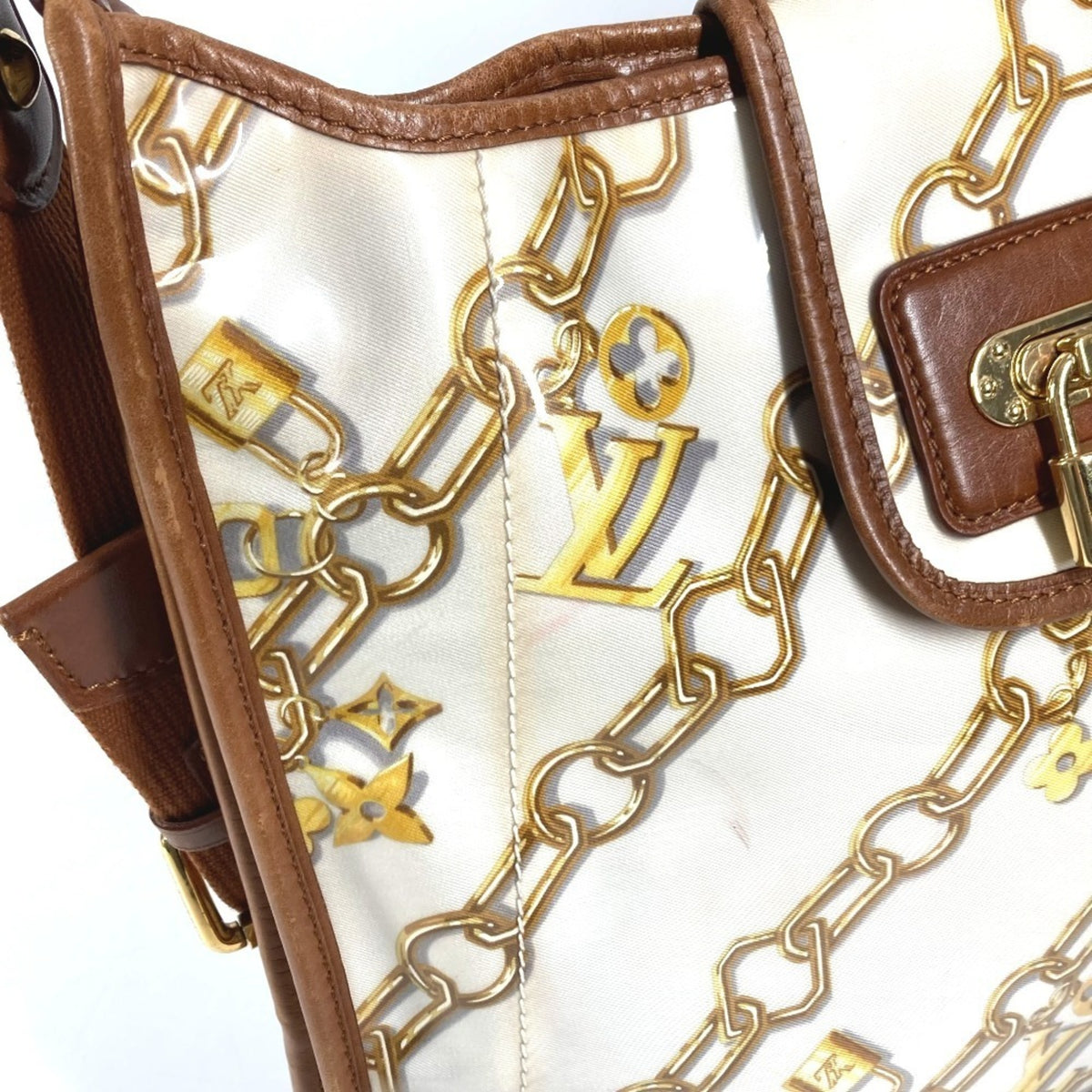 Louis Vuitton Brown White Vinyl Leather Shoulder Bag (Pre-Owned)