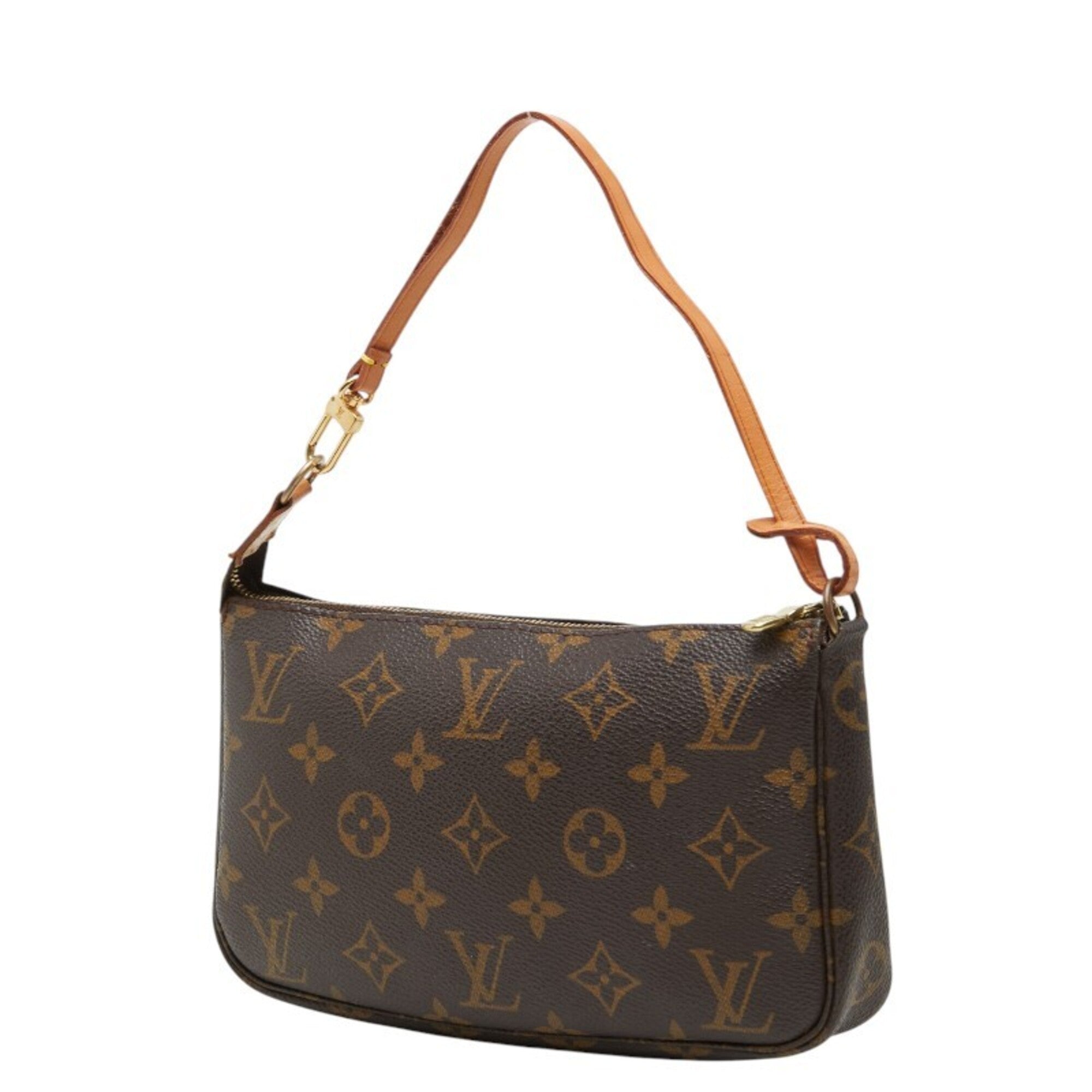 Louis Vuitton Brown Pvc Leather Handbag Pochette Pouch (Pre-Owned)