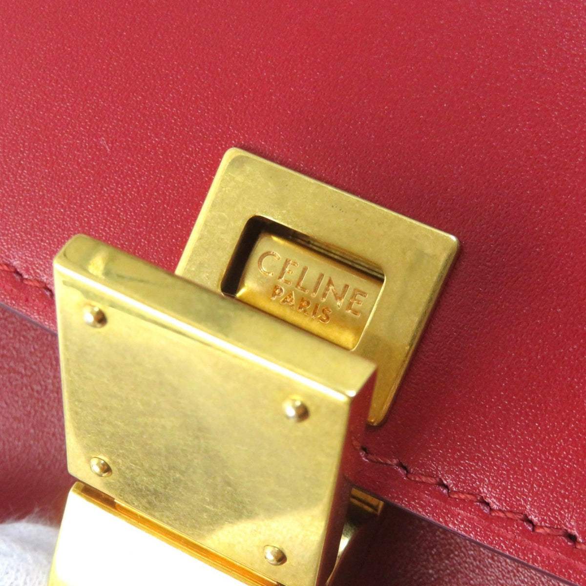 Celine Red Color Leather Shoulder Bag (Pre-Owned)