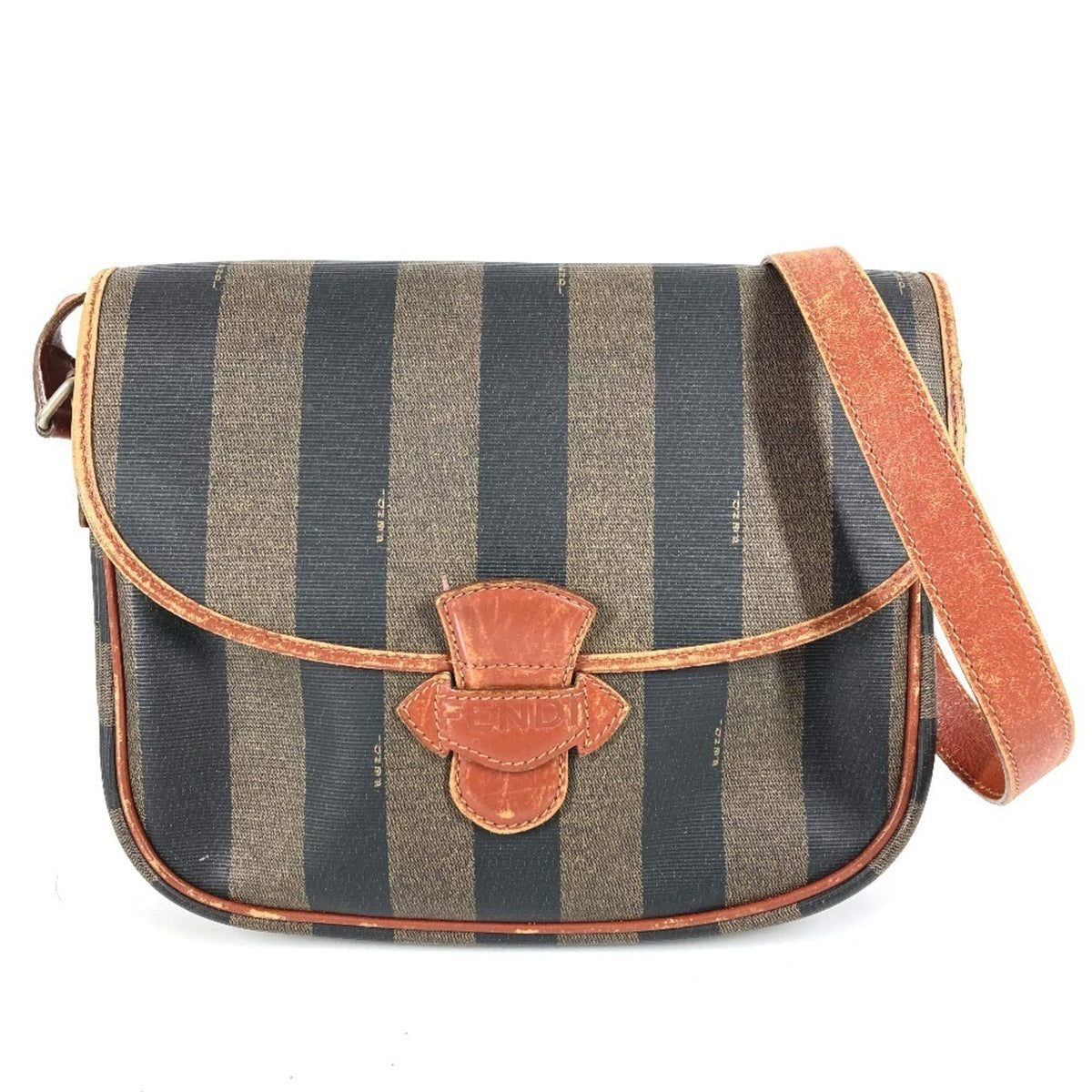 Fendi Brown Khaki Pvc Leather Pochette Shoulder Bag (Pre-Owned)