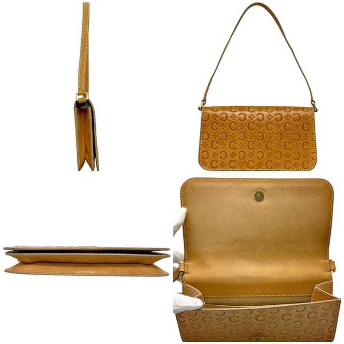 Celine Macadam Beige Leather Shoulder Bag (Pre-Owned)