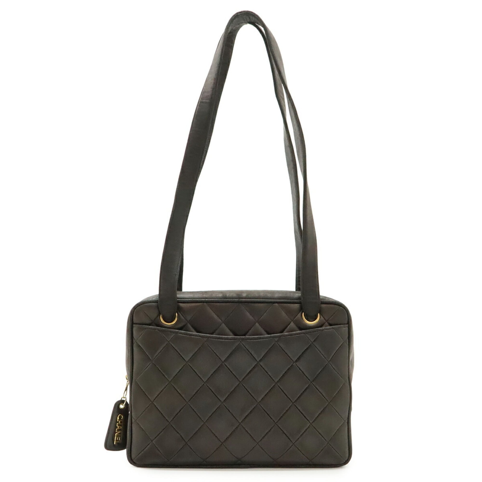 Chanel Matelasse Black Leather Shoulder Bag Tote Bag (Pre-Owned)