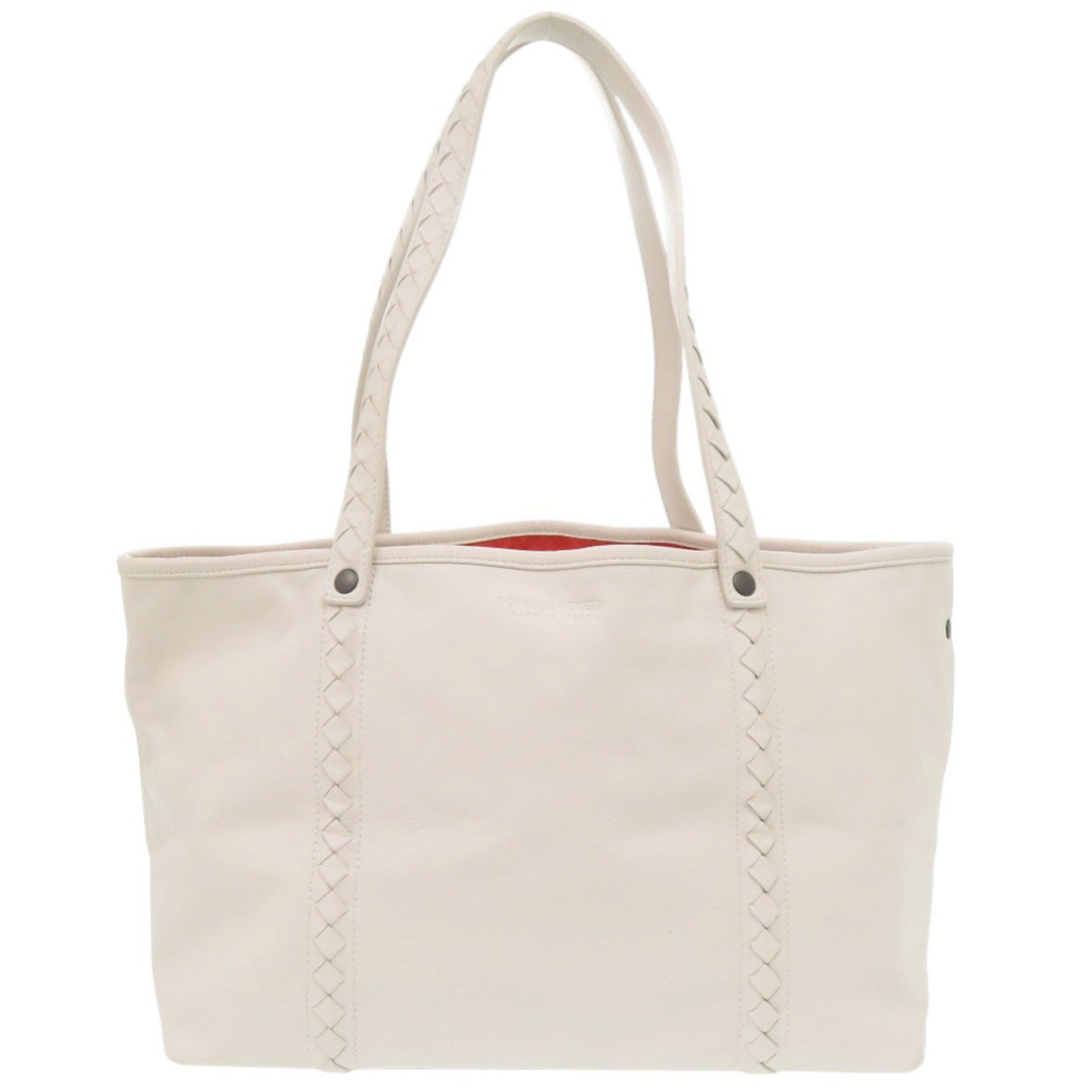 Bottega Veneta Intrecciato Black Ivory Orange Intrecciato Tote Bag (Pre-Owned)