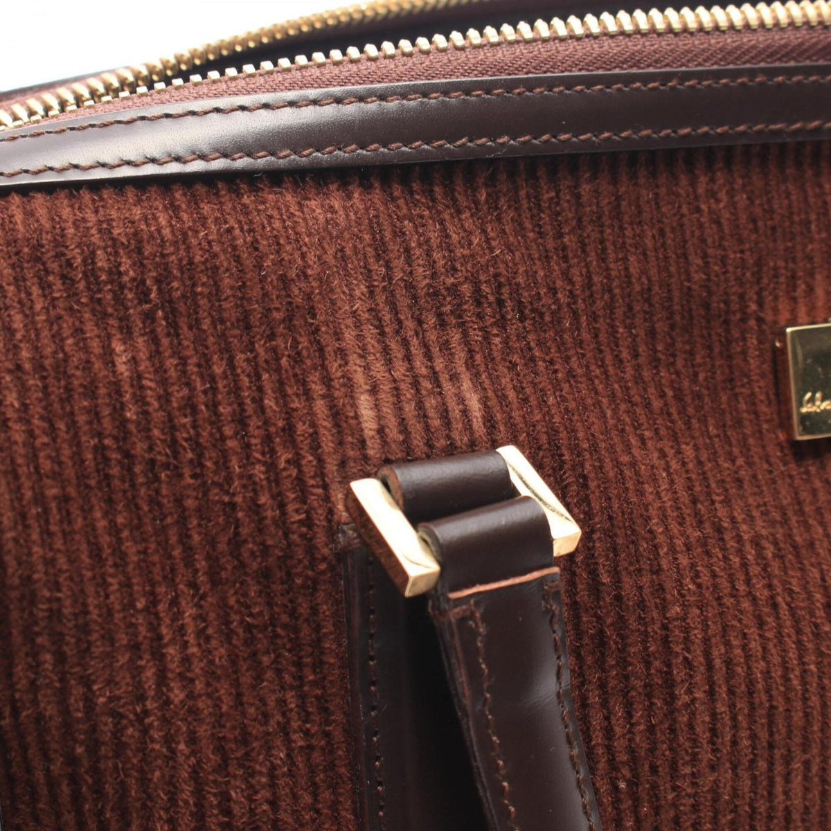 Salvatore Ferragamo Brown Leather Fabric Handbag (Pre-Owned)