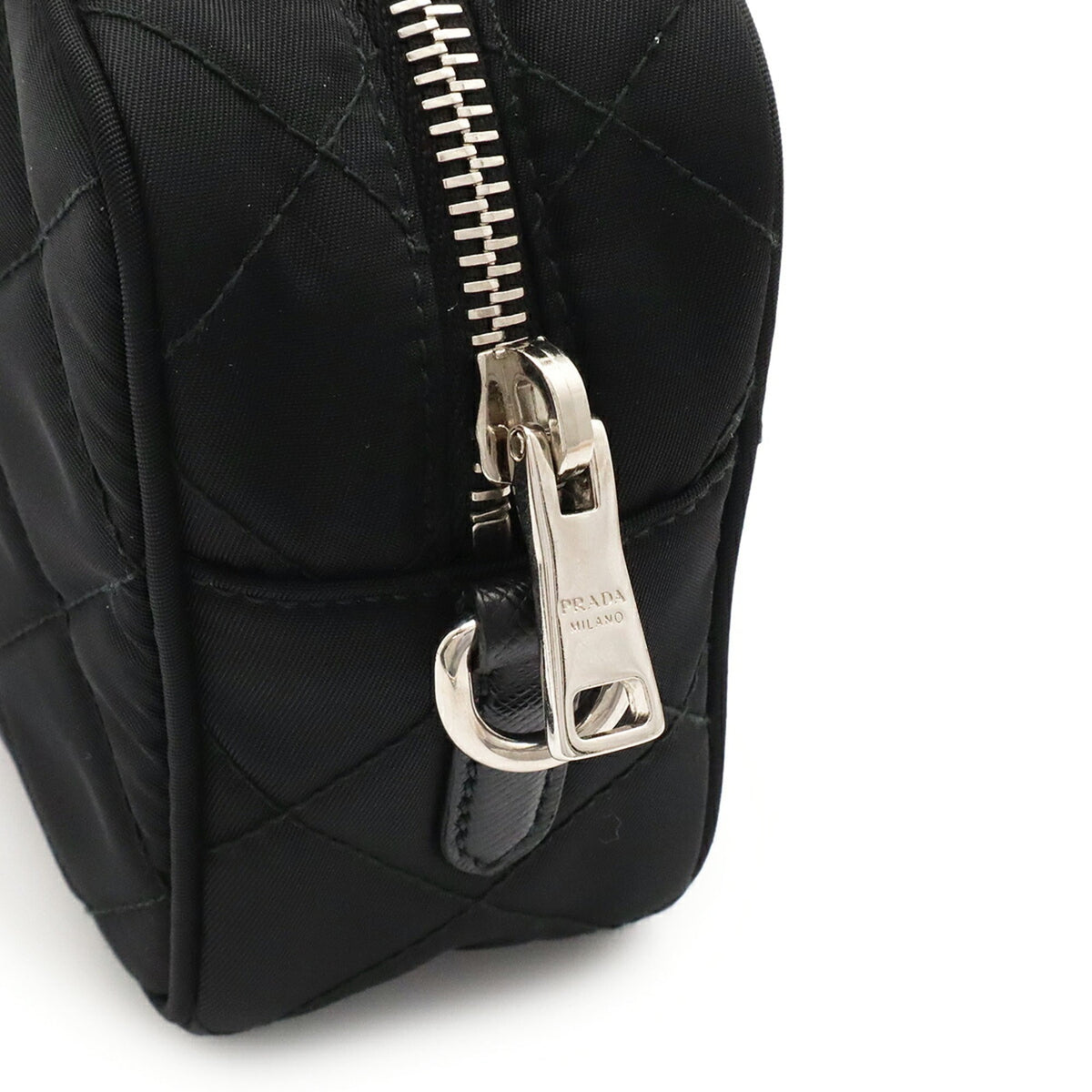Prada Black Nero Nylon Leather Pouch Shoulder Bag (Pre-Owned)