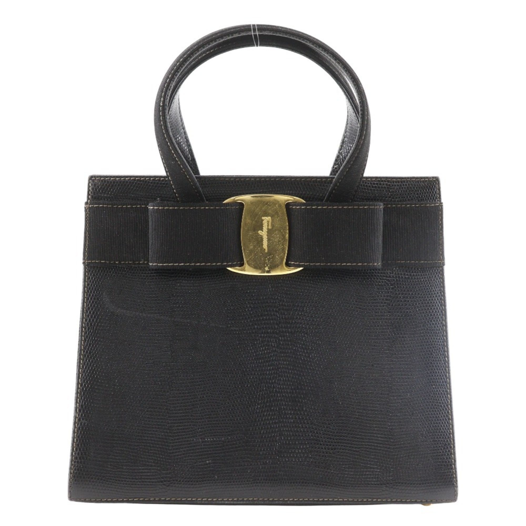Salvatore Ferragamo Black Leather Handbag (Pre-Owned)