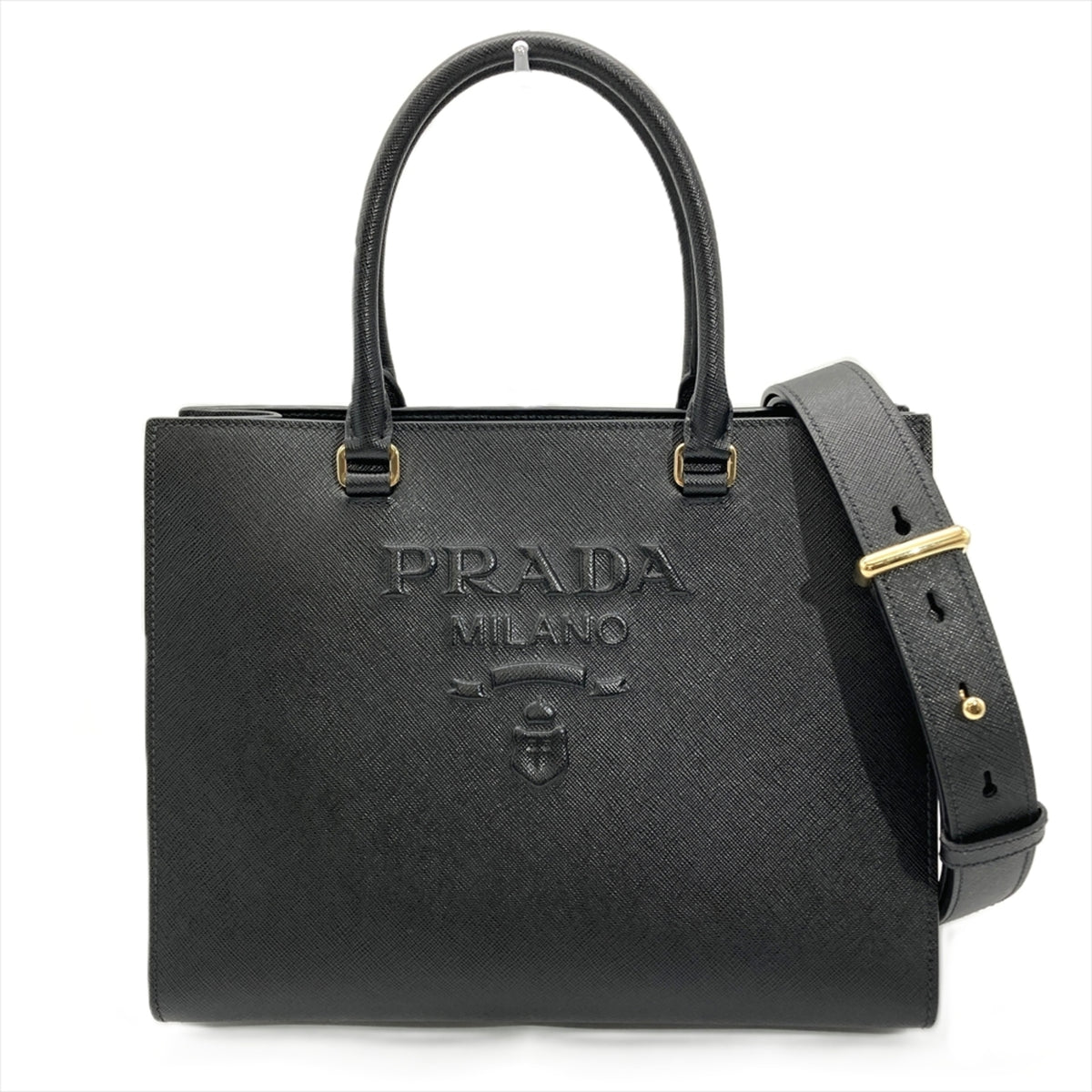Prada Saffiano Black Saffiano Shoulder Bag (Pre-Owned)