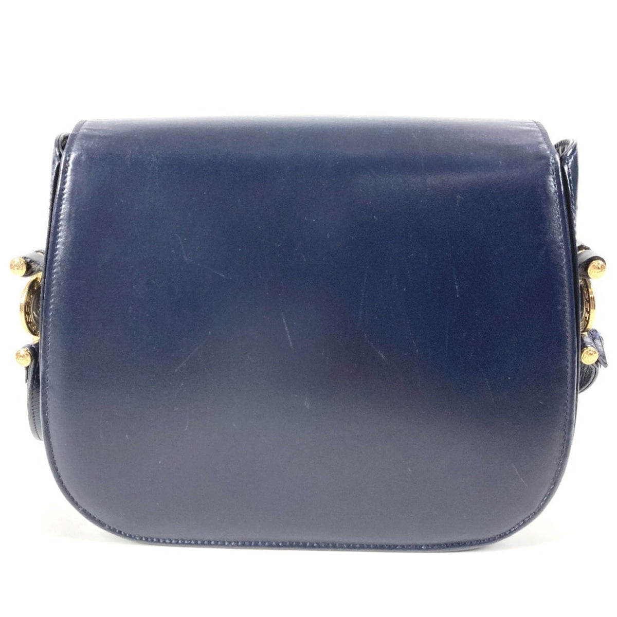 Versace Navy Leather Shoulder Bag (Pre-Owned)