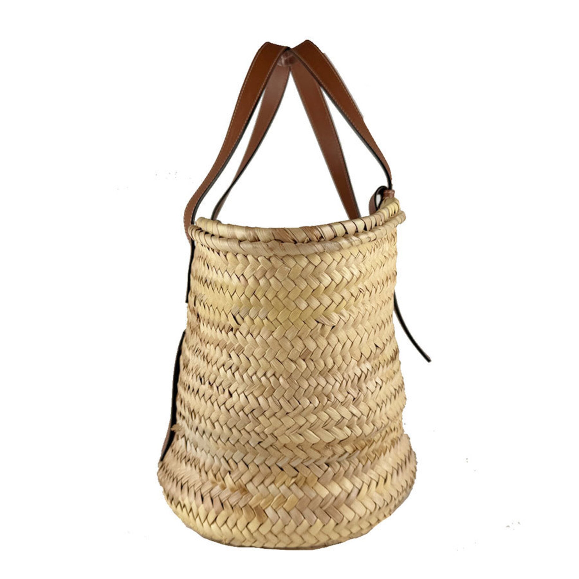 Loewe Brown Raffia Leather Basket Handbag (Pre-Owned)
