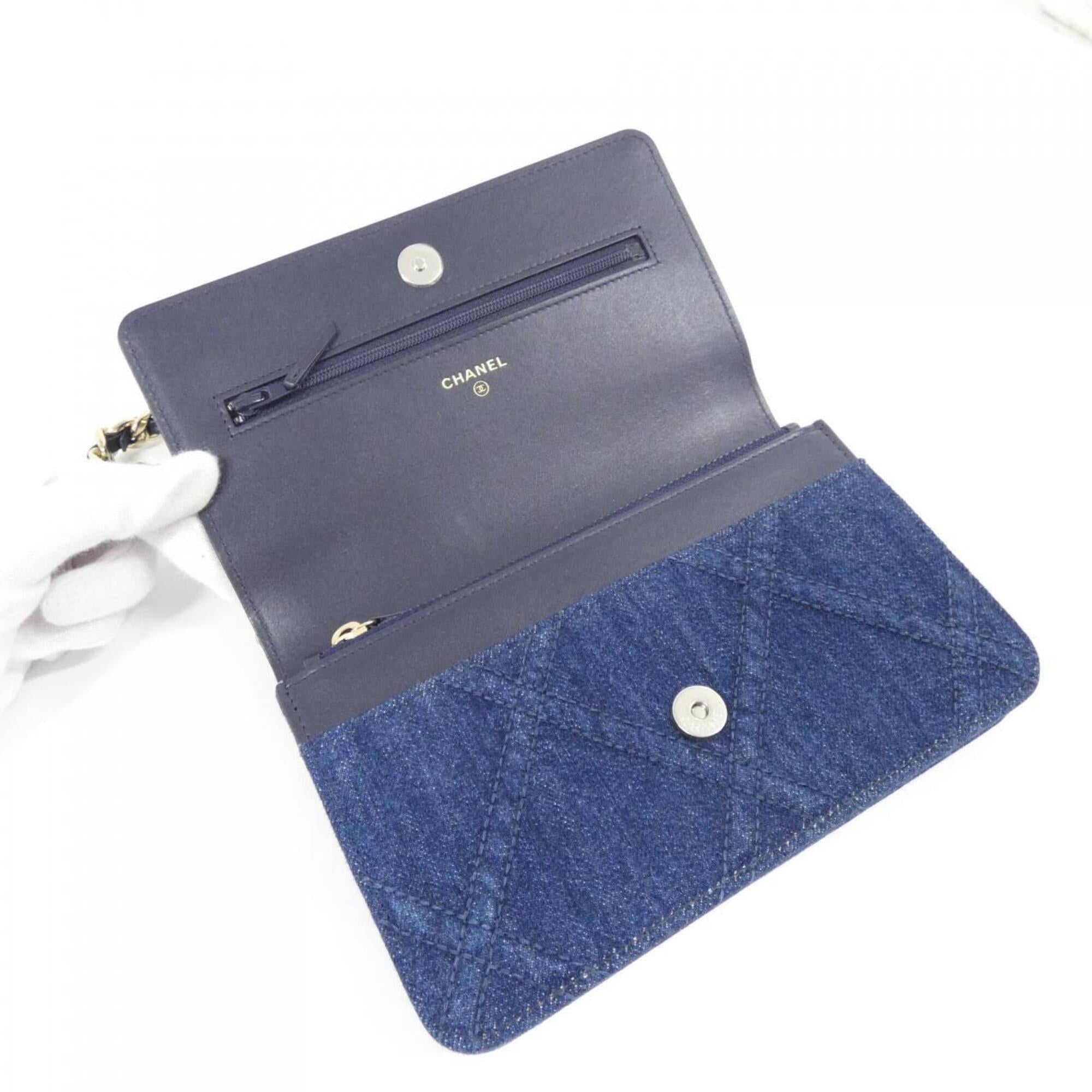 Chanel Blue Denim Chain/Shoulder Wallet (Pre-Owned)