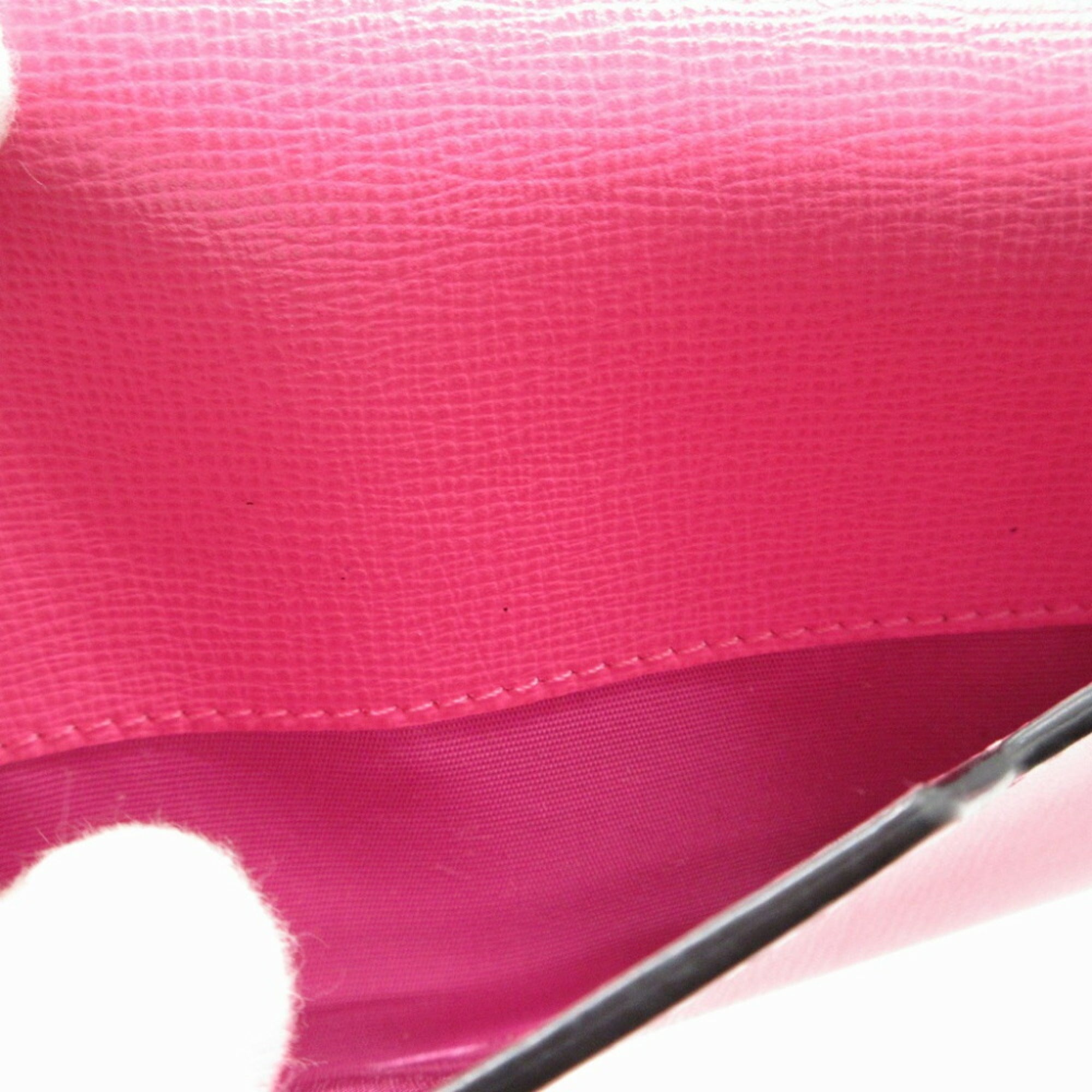 Valentino Pink Red Color Leather Long Wallet (Bi-Fold) (Pre-Owned)