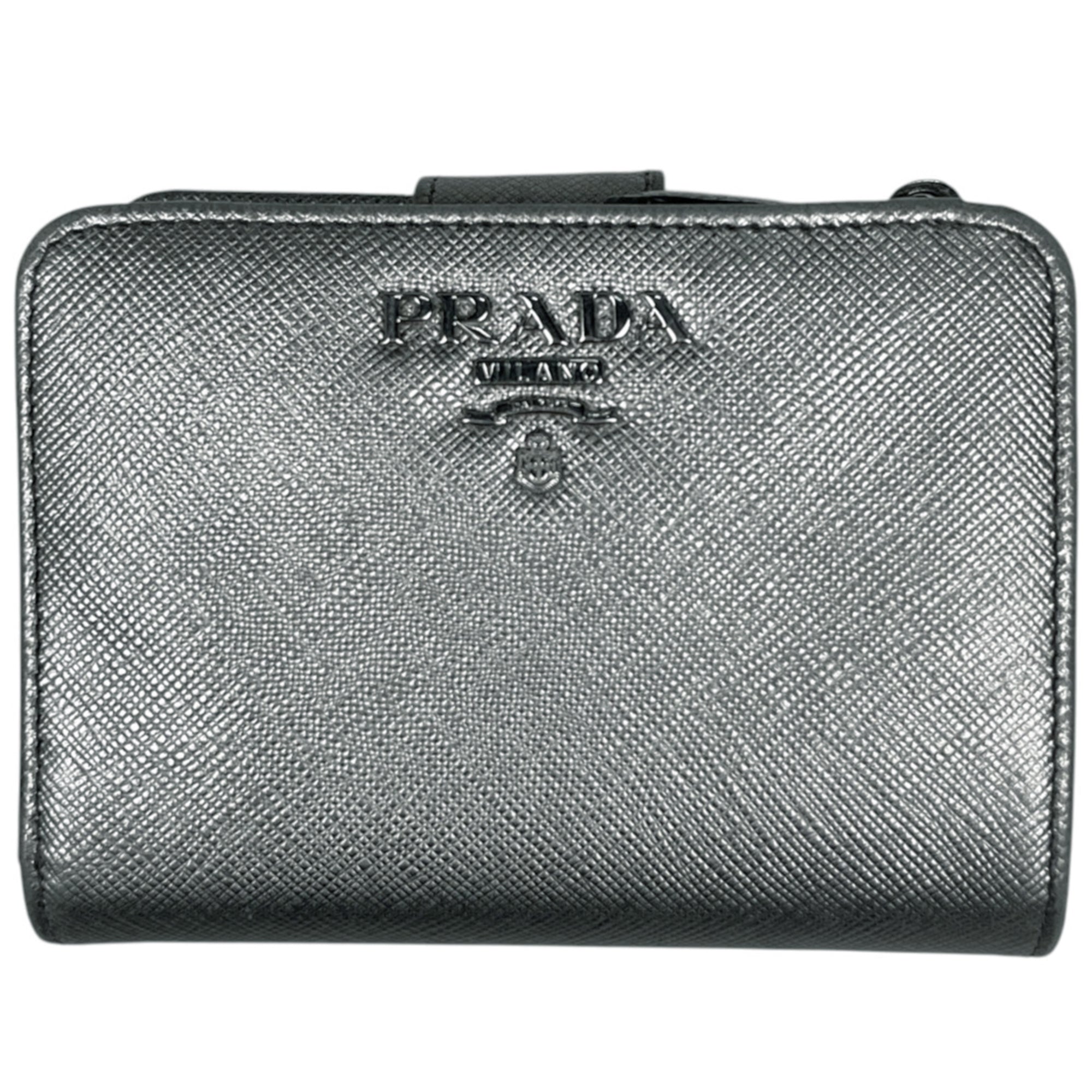 Prada Silver Saffiano Wallet (Bi-Fold) (Pre-Owned)