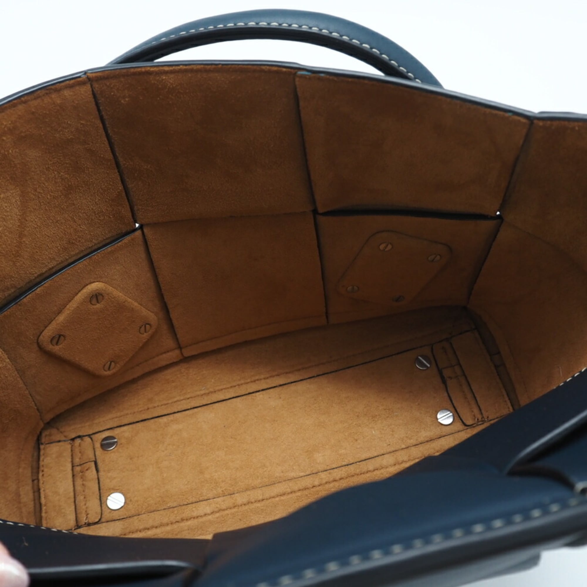 Bottega Veneta Navy Leather Handbag Tote Bag (Pre-Owned)