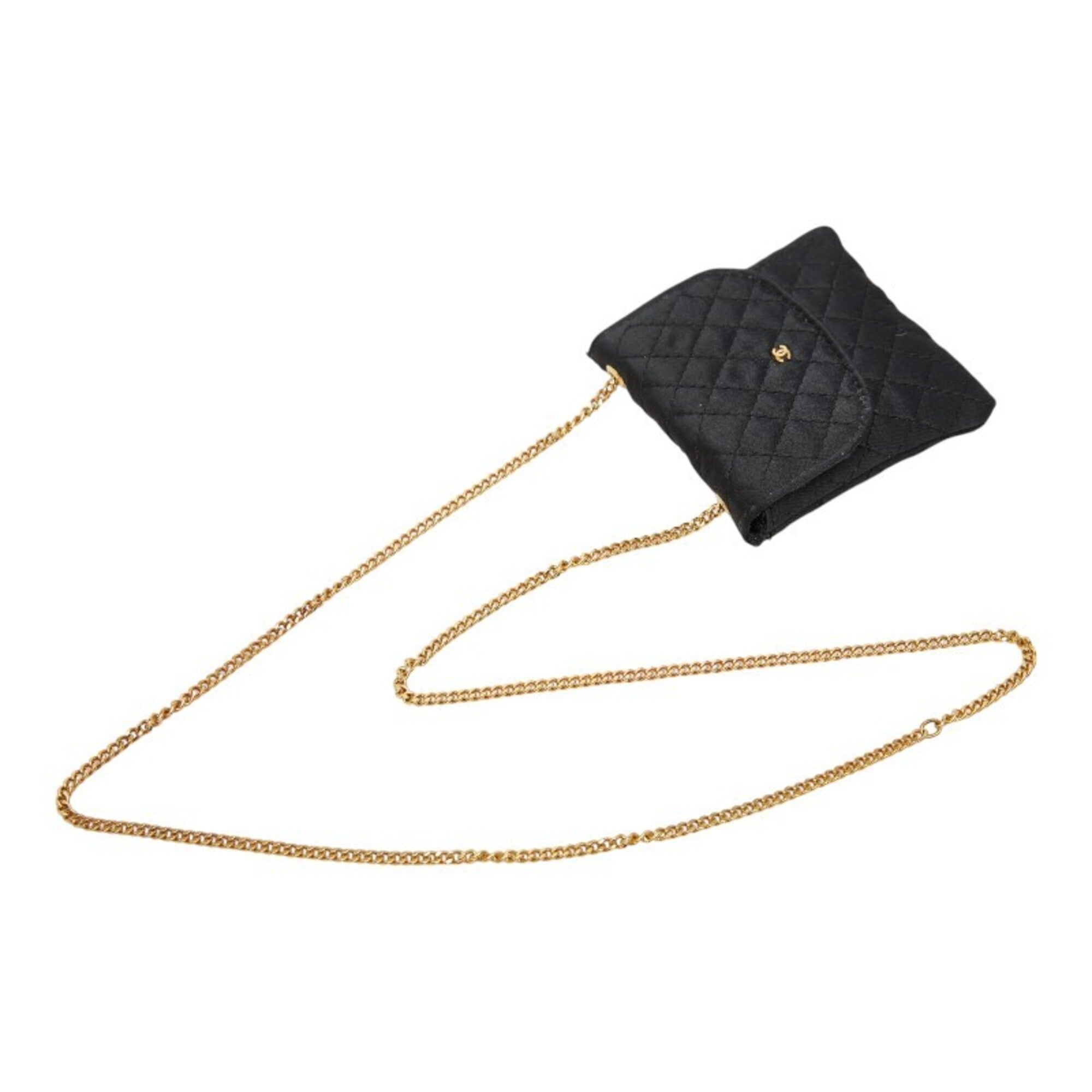 Chanel Black Satin Handbag Pouch (Pre-Owned)