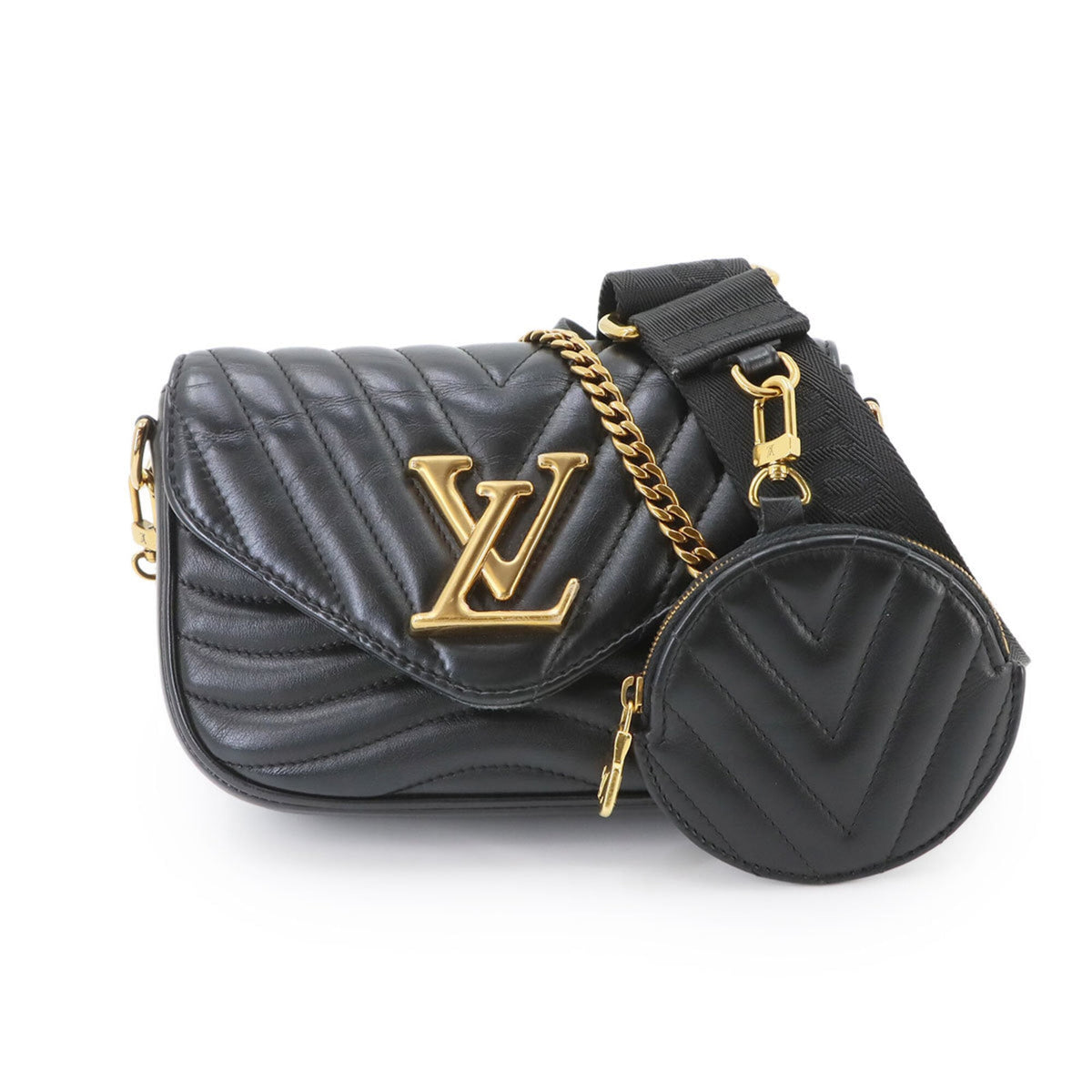 Louis Vuitton Black Leather Handbag Pochette Shoulder Bag (Pre-Owned)