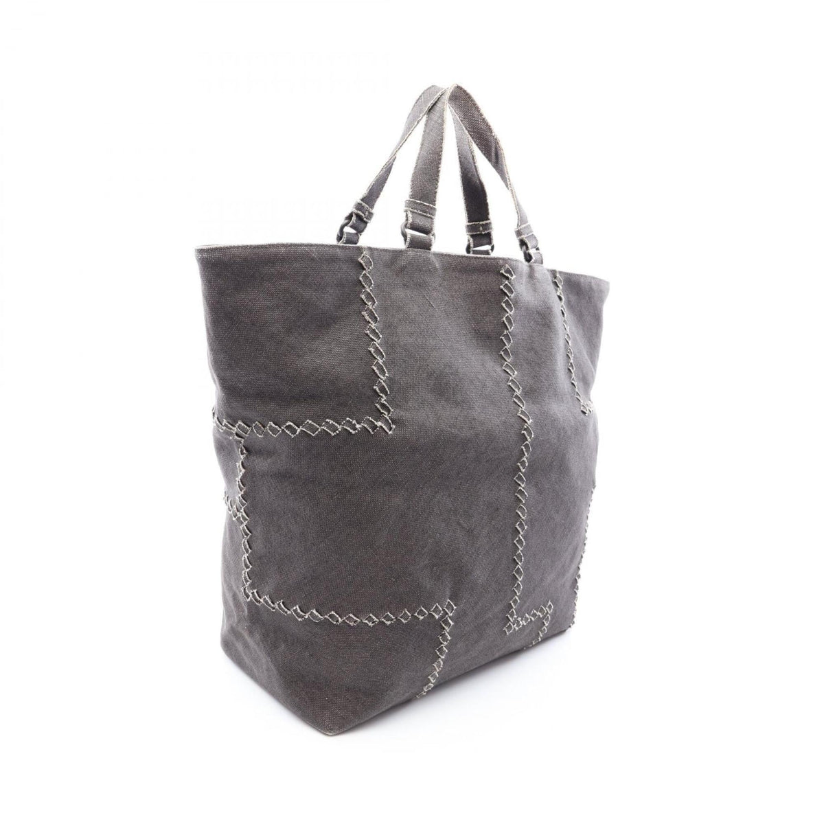 Bottega Veneta Gray Canvas Handbag Tote Bag (Pre-Owned)