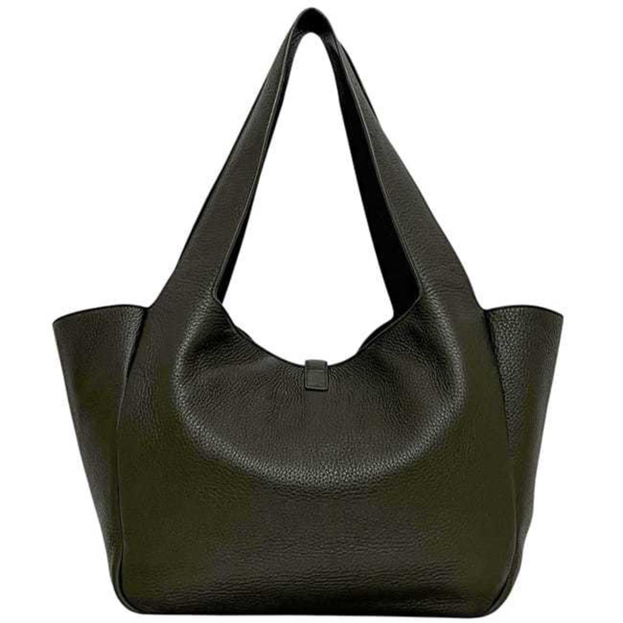 Saint Laurent Green Khaki Leather Tote Bag (Pre-Owned)