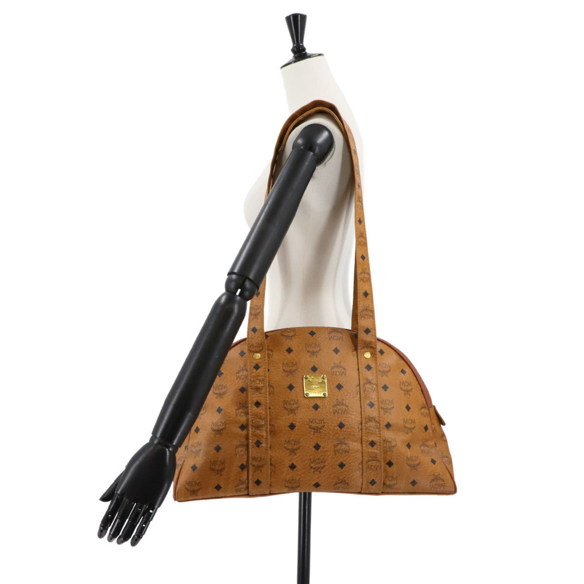 Mcm Visetos Brown Pvc Leather Handbag Shoulder Bag (Pre-Owned)