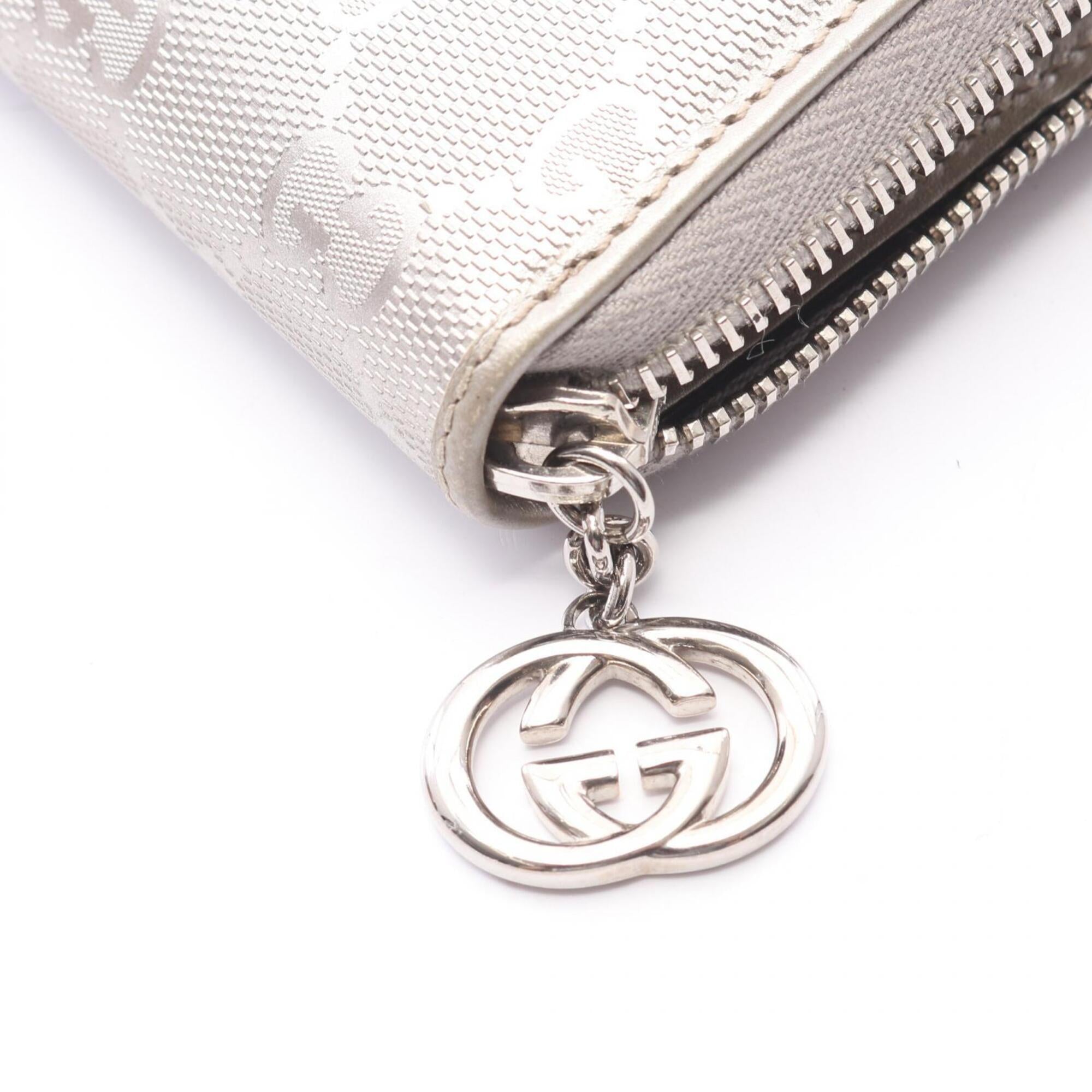 Gucci Silver Leather Long Wallet (Bi-Fold) (Pre-Owned)