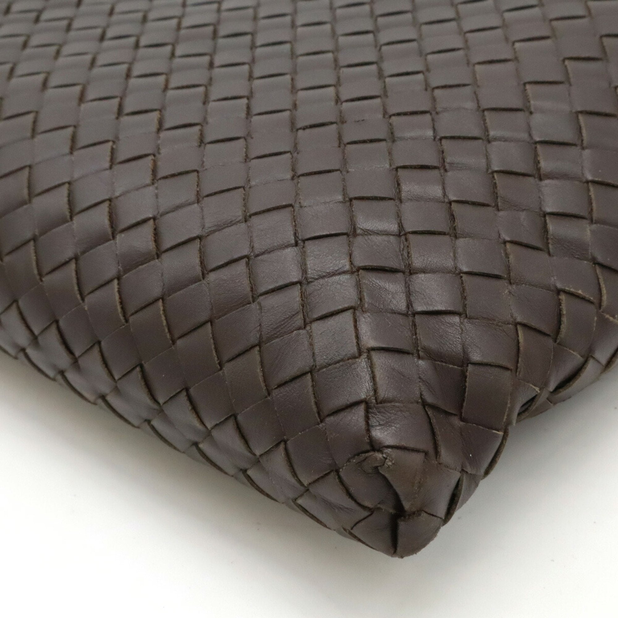 Bottega Veneta Intrecciato Black Dark Brown Leather Shoulder Bag (Pre-Owned)
