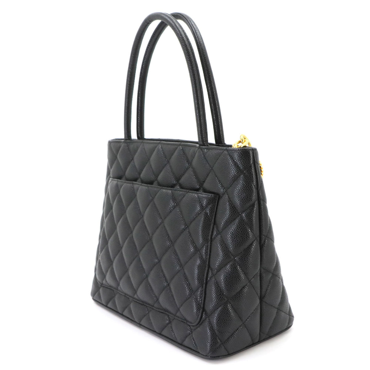 Chanel Black Grained Calfskin Handbag Tote Bag (Pre-Owned)