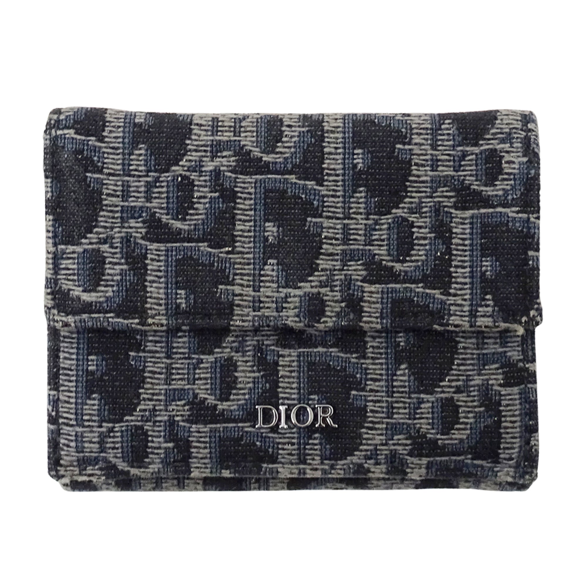 Christian Dior Navy Jacquard Wallet (Tri-Fold) (Pre-Owned)