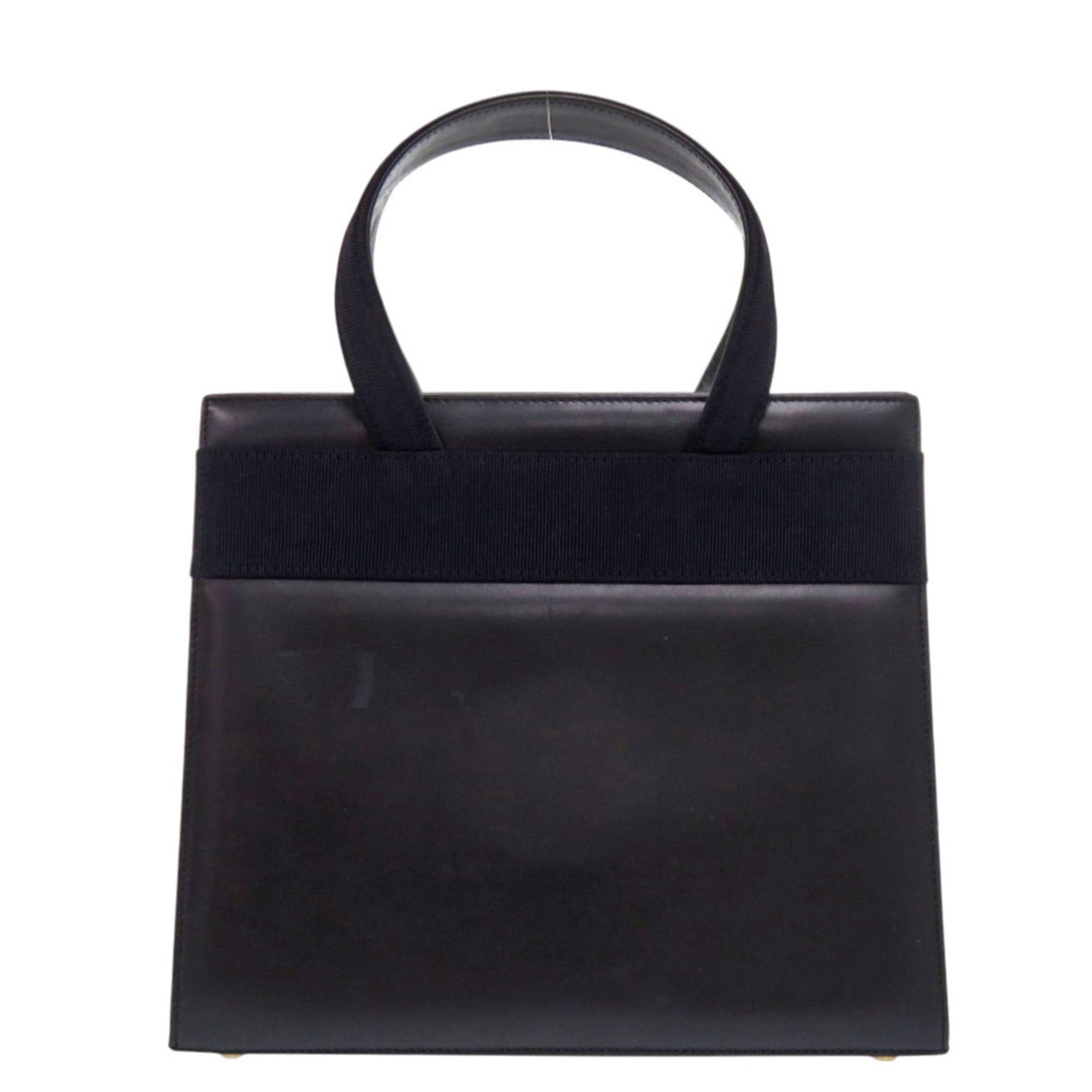 Salvatore Ferragamo Black Navy Leather Handbag Shoulder Bag (Pre-Owned)