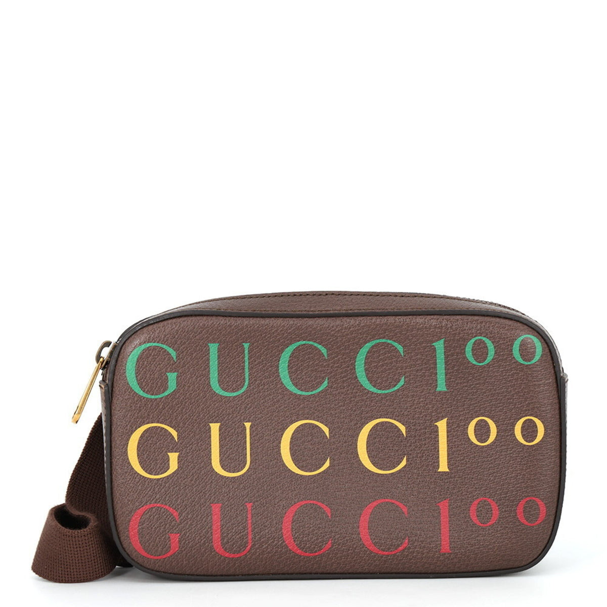 Gucci Brown Multi-Color Leather Fanny Pack Sling Bag (Pre-Owned)
