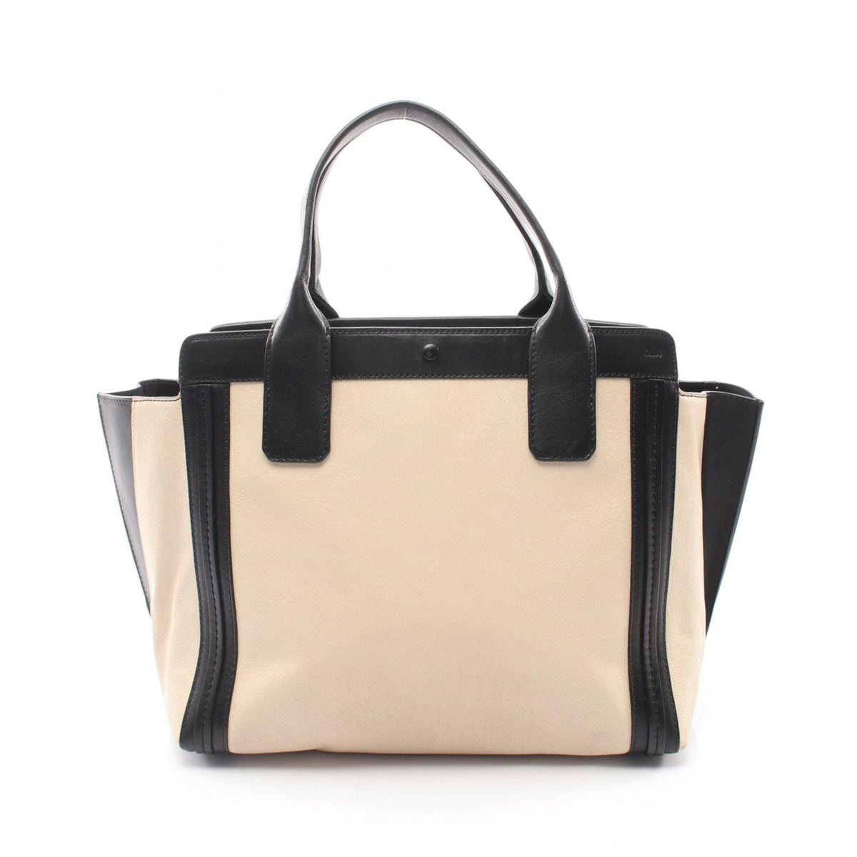 Chloé Beige Black Leather Handbag Tote Bag (Pre-Owned)