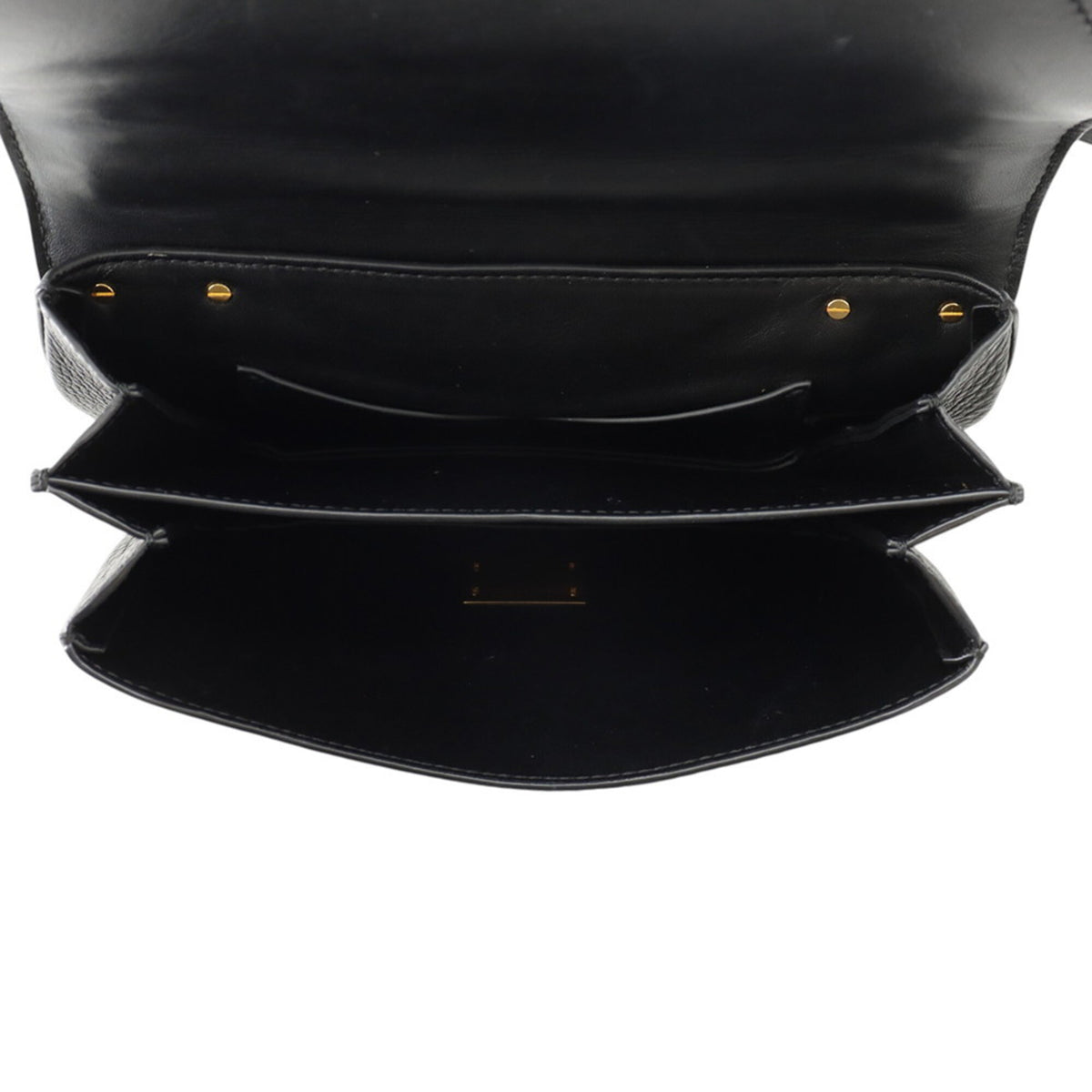 Bottega Veneta Black Leather Handbag Shoulder Bag (Pre-Owned)