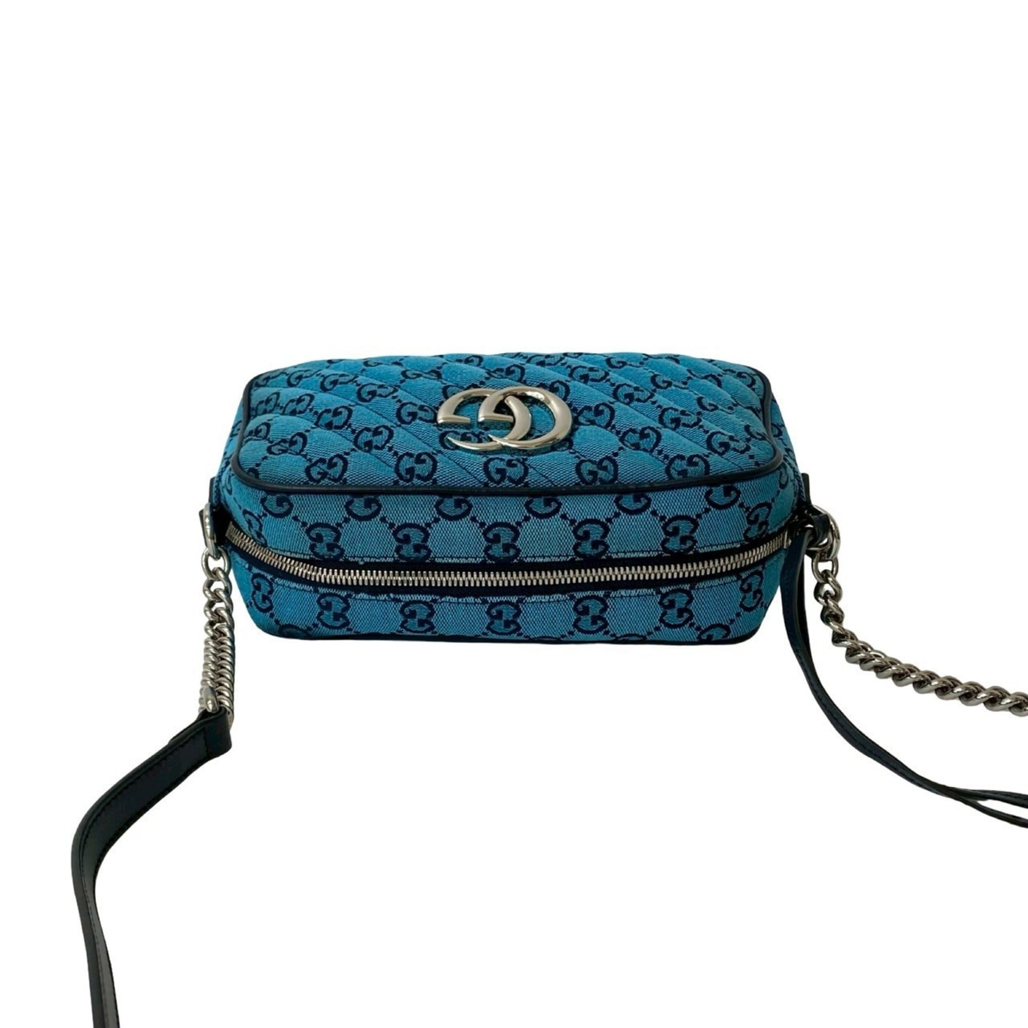 Gucci Blue Navy Canvas Leather Pochette Shoulder Bag (Pre-Owned)