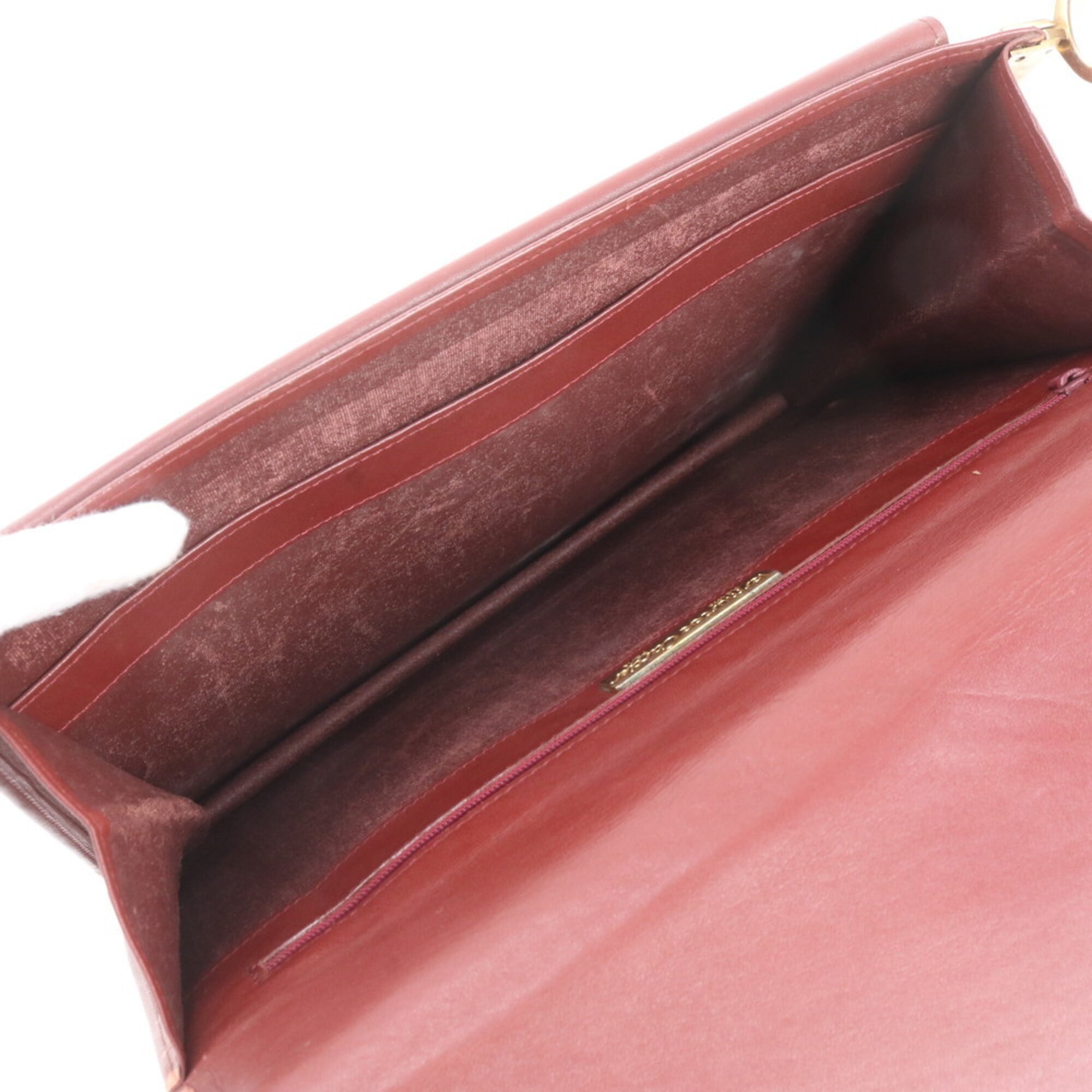 Cartier Wine Red Leather Handbag Shoulder Bag Tote Bag (Pre-Owned)