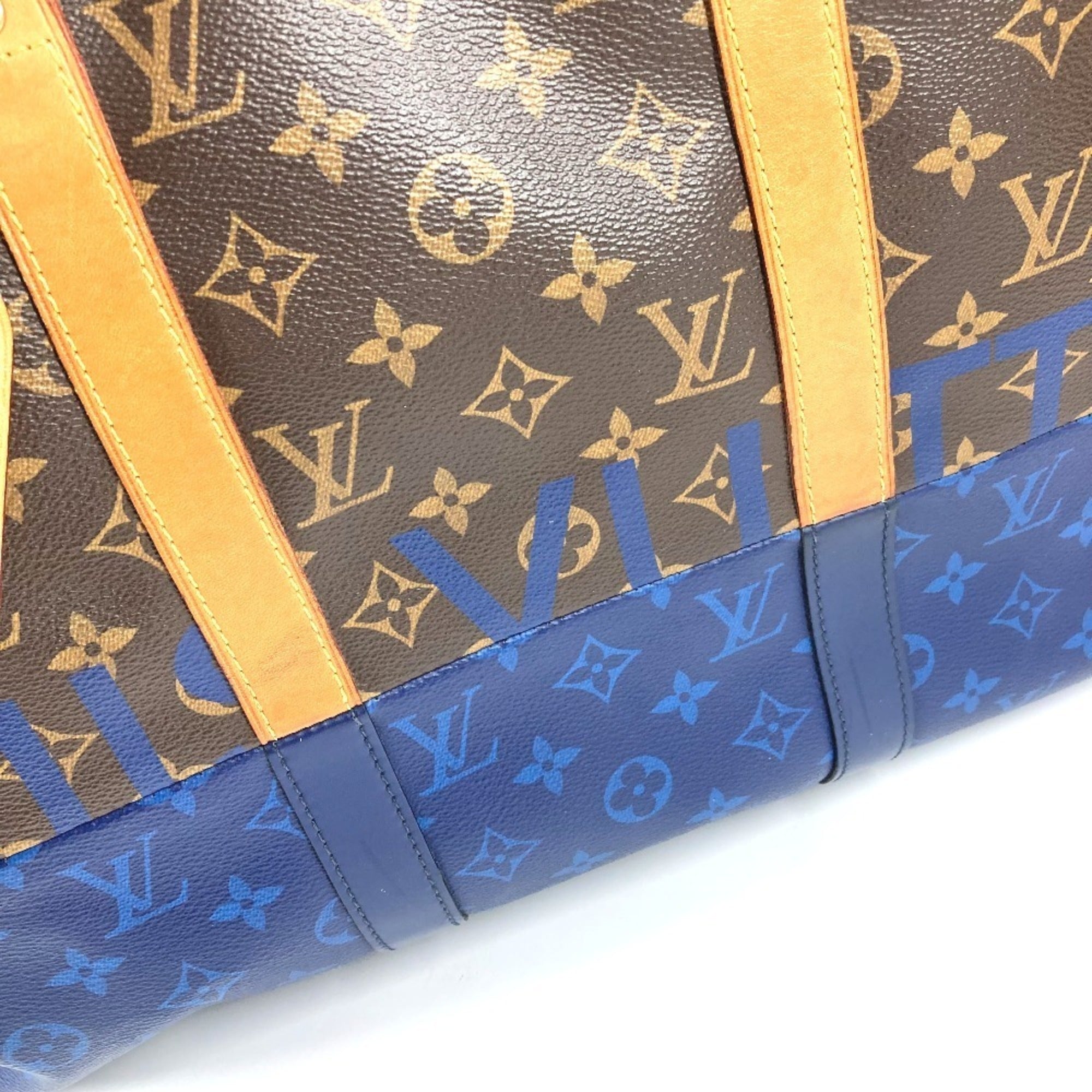 Louis Vuitton Blue Brown Monogram Boston Bag Shoulder Bag (Pre-Owned)