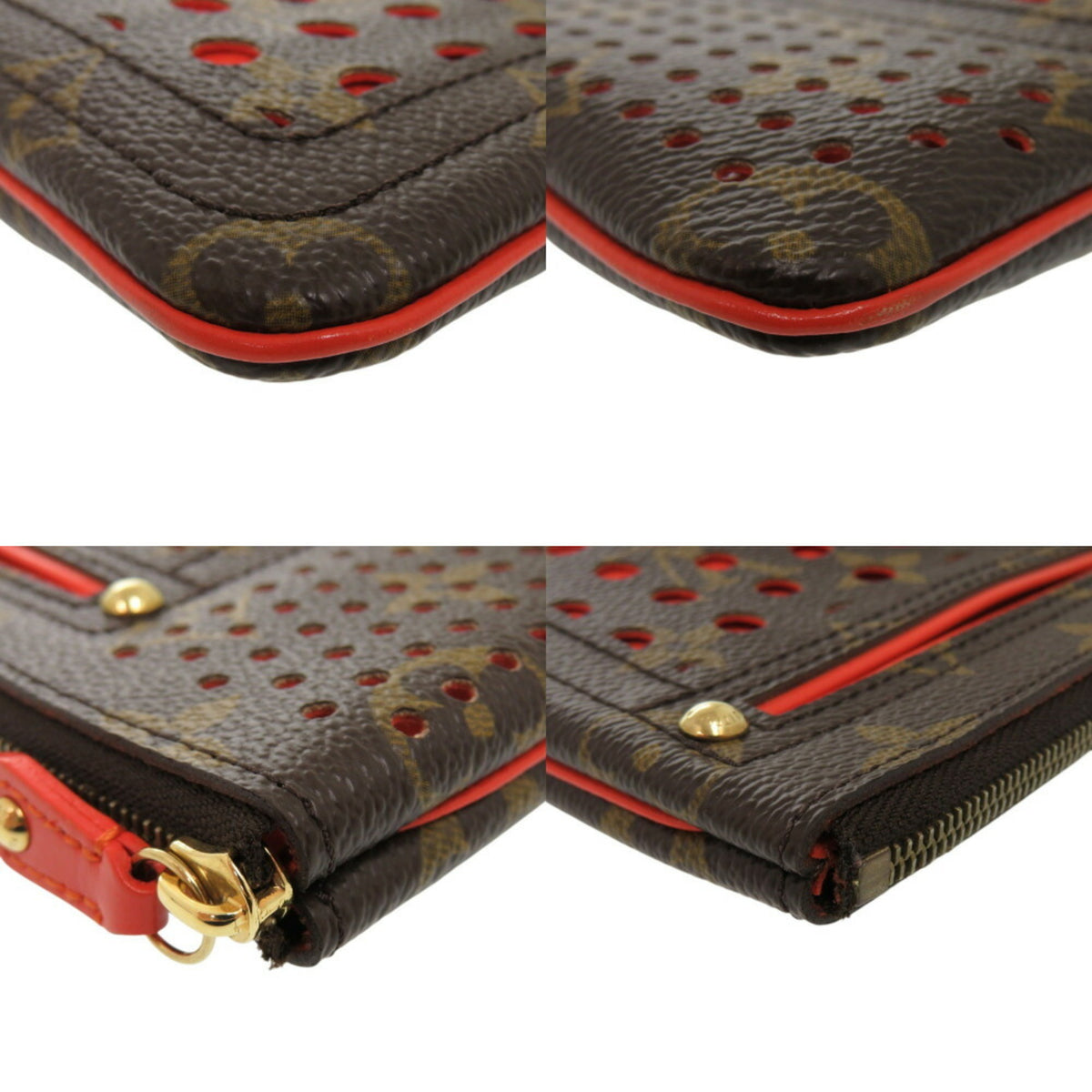 Louis Vuitton Lv Orange Monogram Monogram Perforated Pochette Pouch (Pre-Owned)