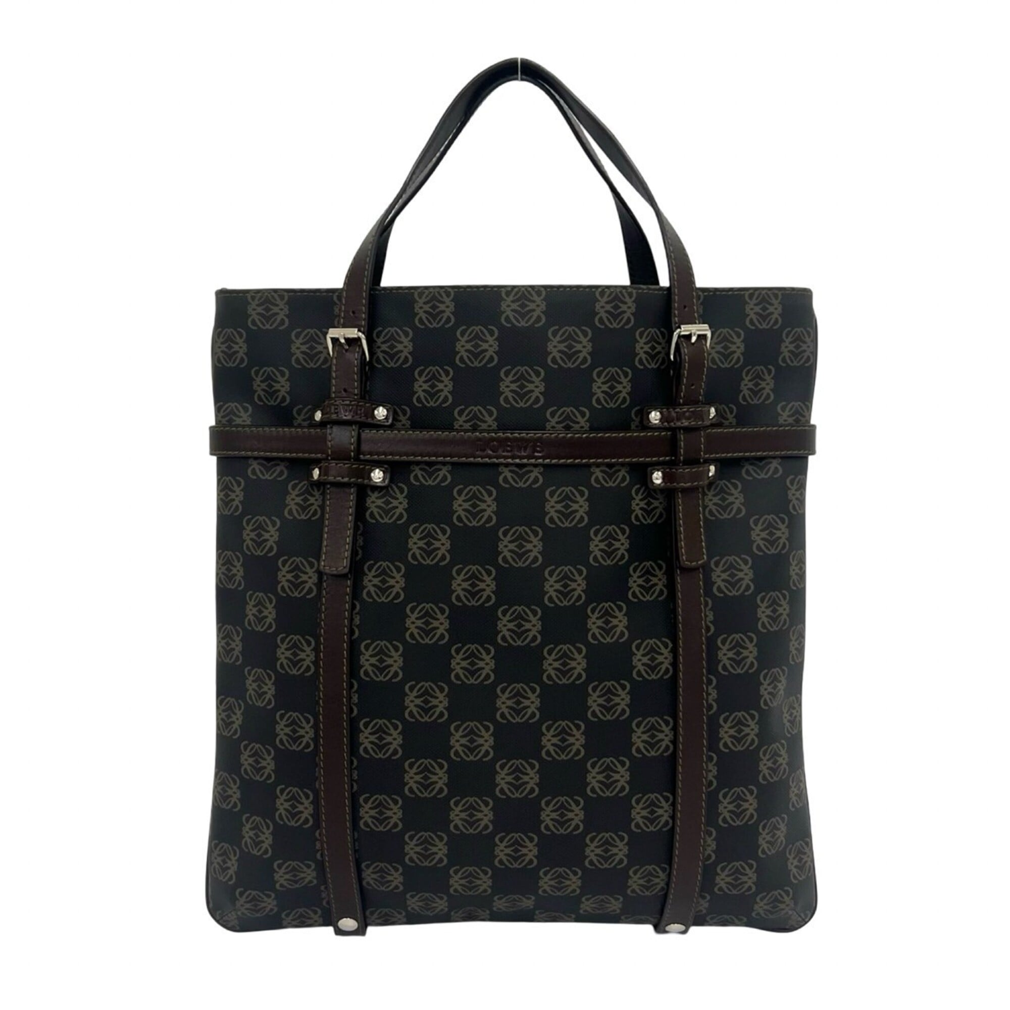 Loewe Brown Gray Leather Pvc Handbag Tote Bag (Pre-Owned)