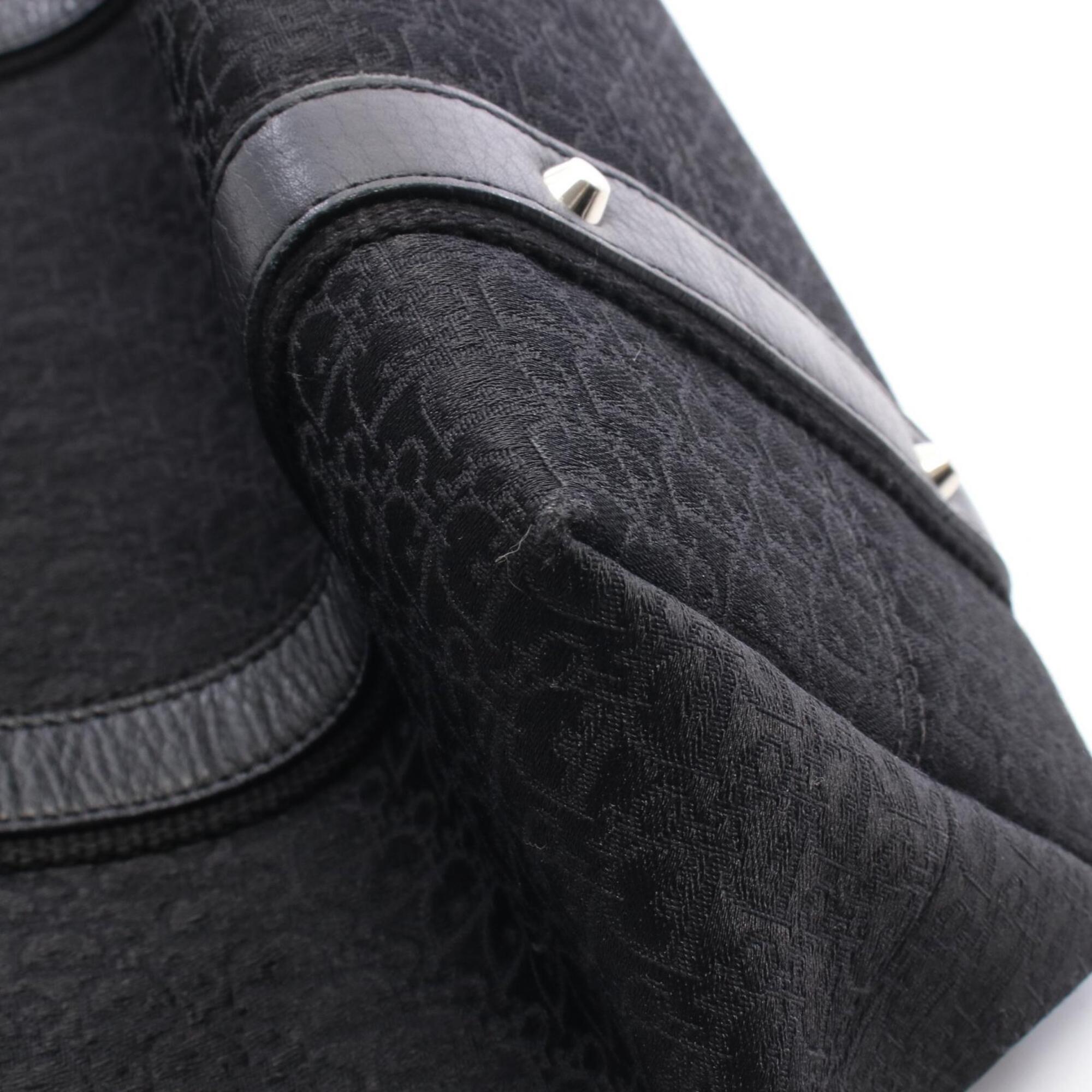 Christian Dior Black Canvas Leather Handbag Tote Bag (Pre-Owned)