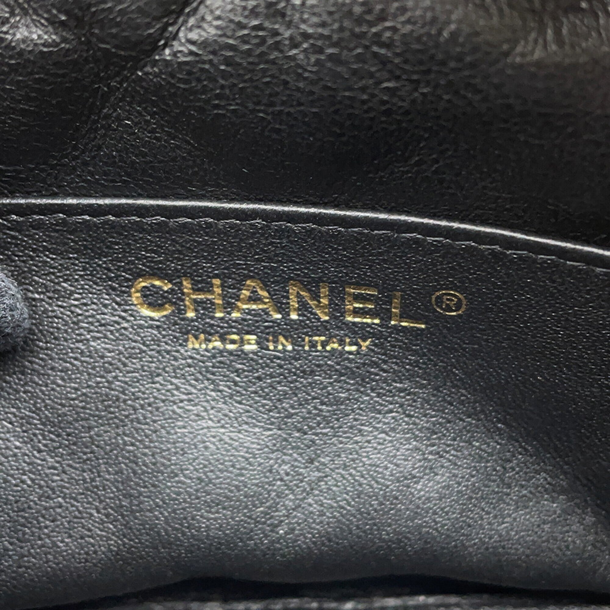 Chanel Black Leather Handbag Pochette Shoulder Bag (Pre-Owned)